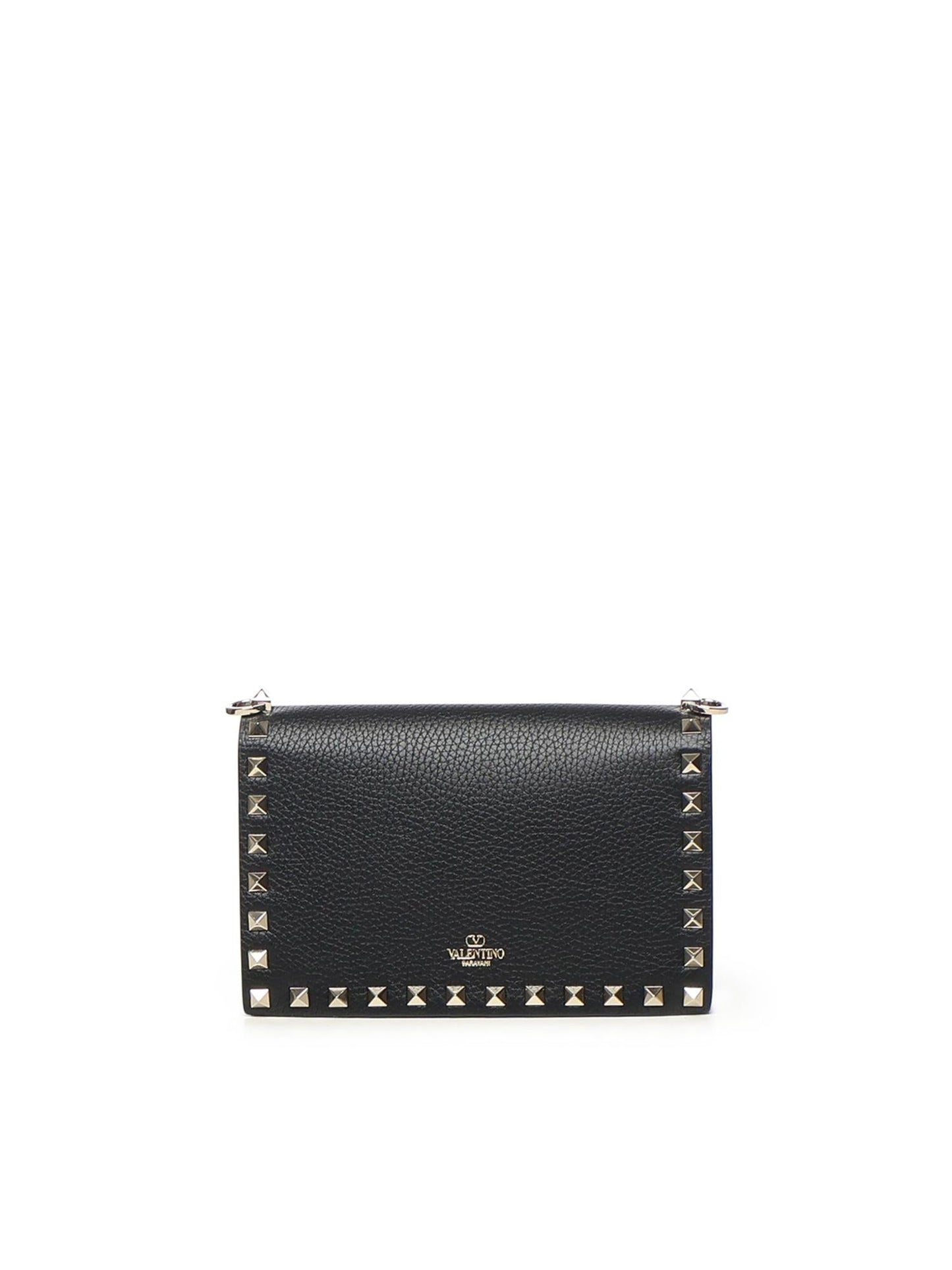 Mini bag con catena Rockstud in vitello granato
