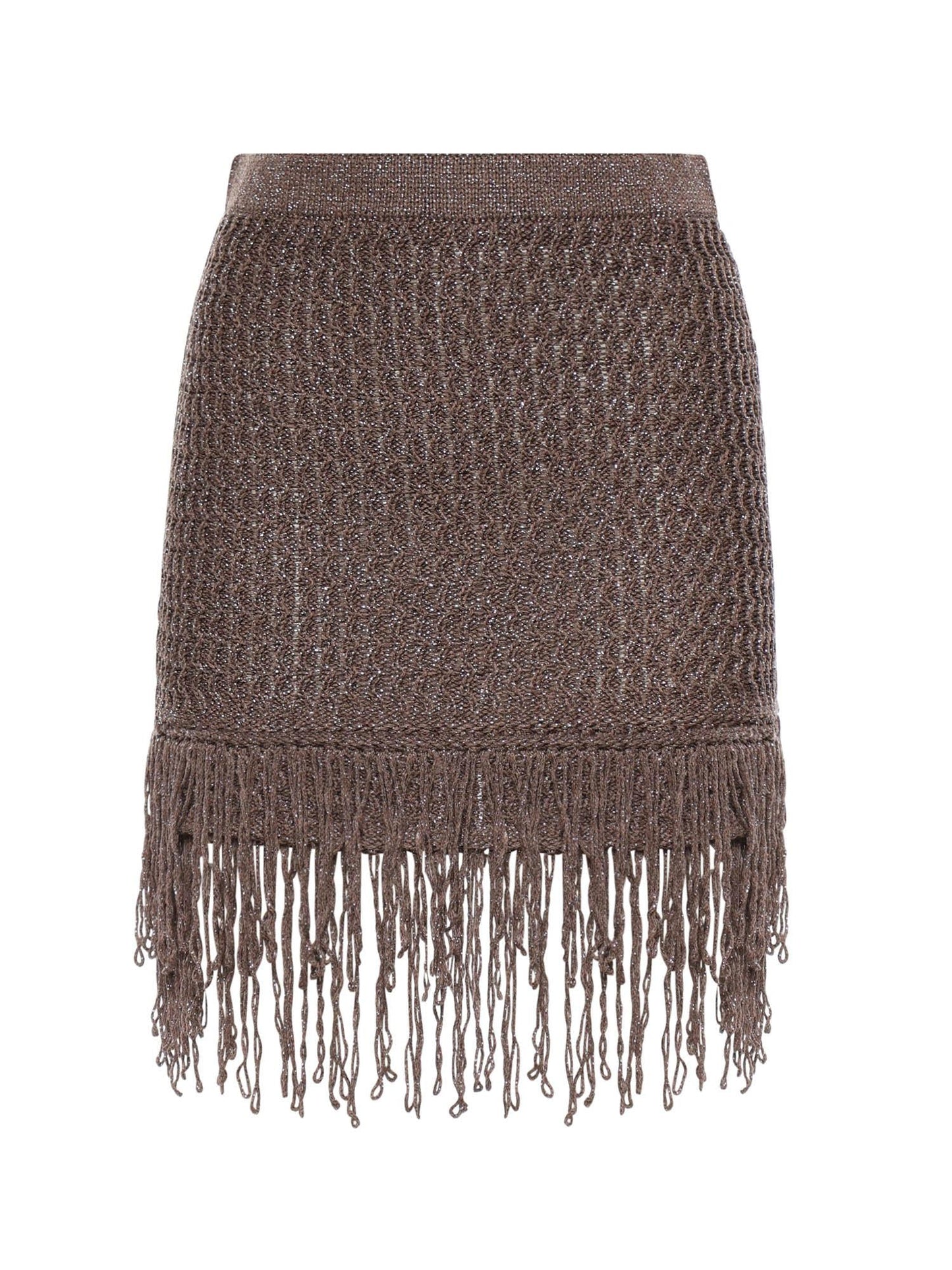 Minigonna in maglia con frange
