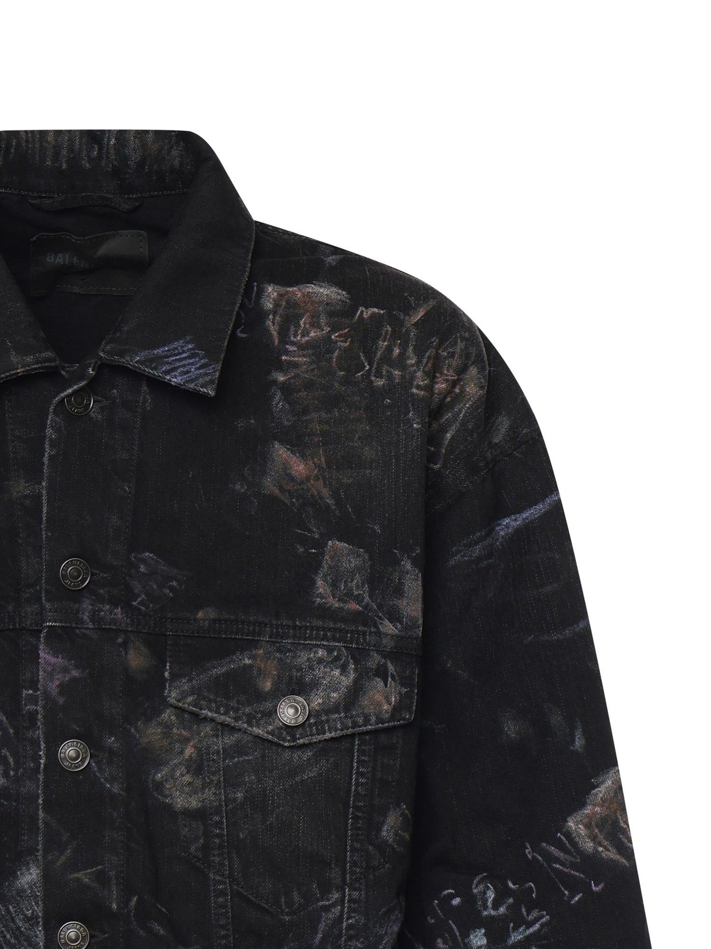 Giacca in denim di cotone washed crayon allover