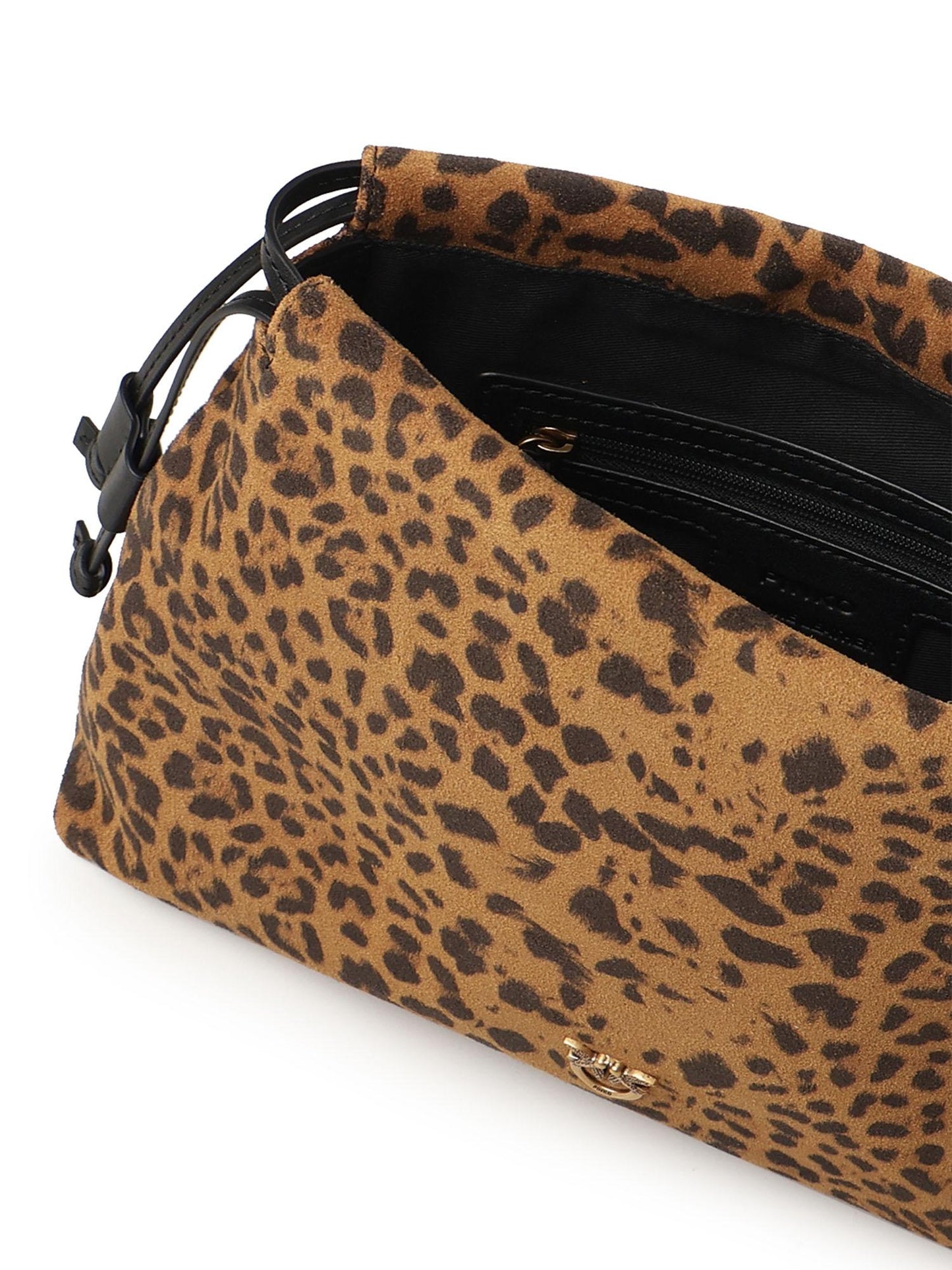 Clutch a spalla piccola in suede con stampa leopardata