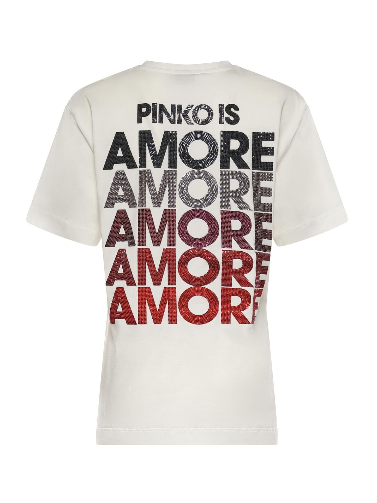 T-shirt con lettering Amore in strass