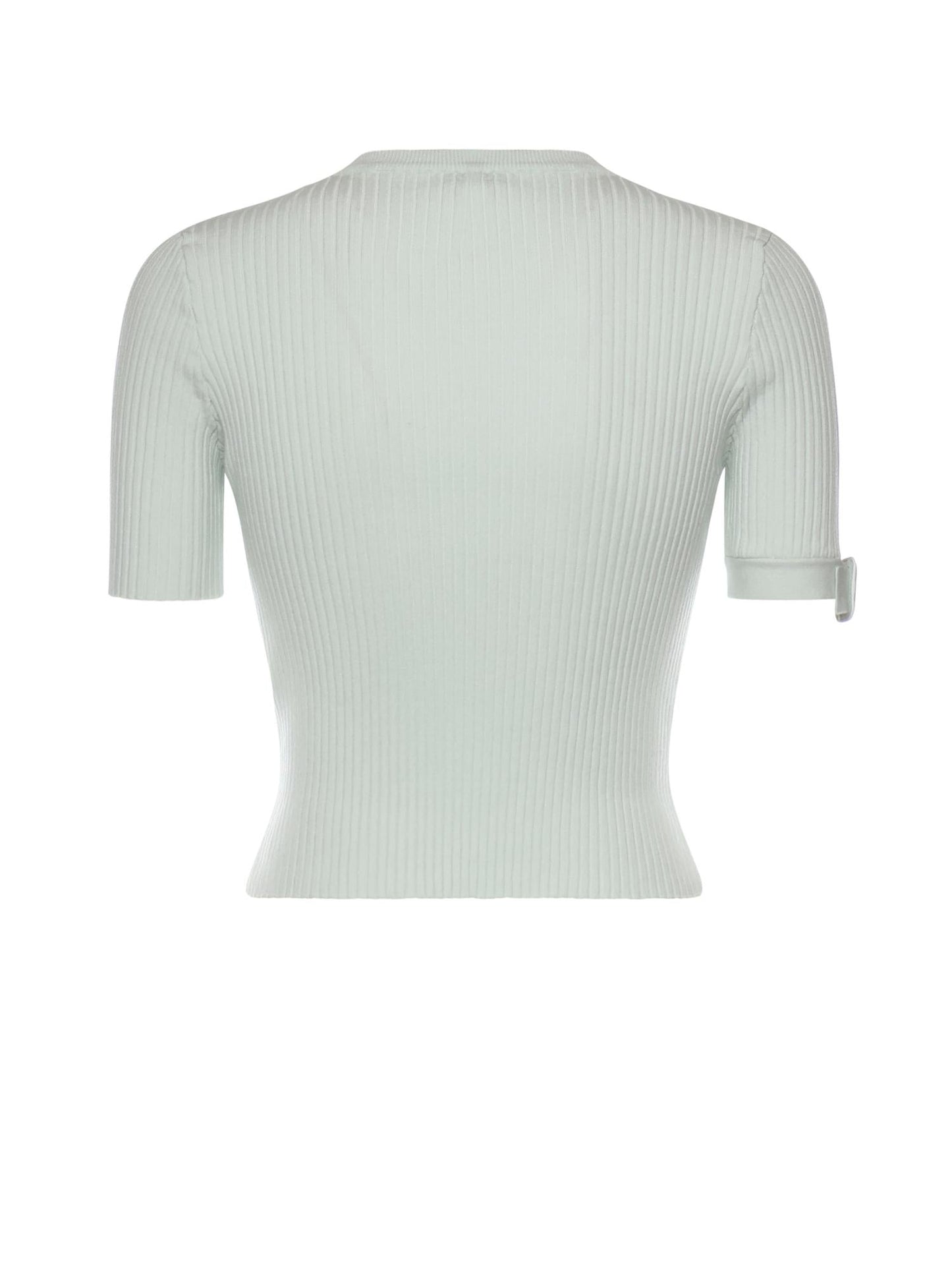 Top cropped in maglia a coste con logo