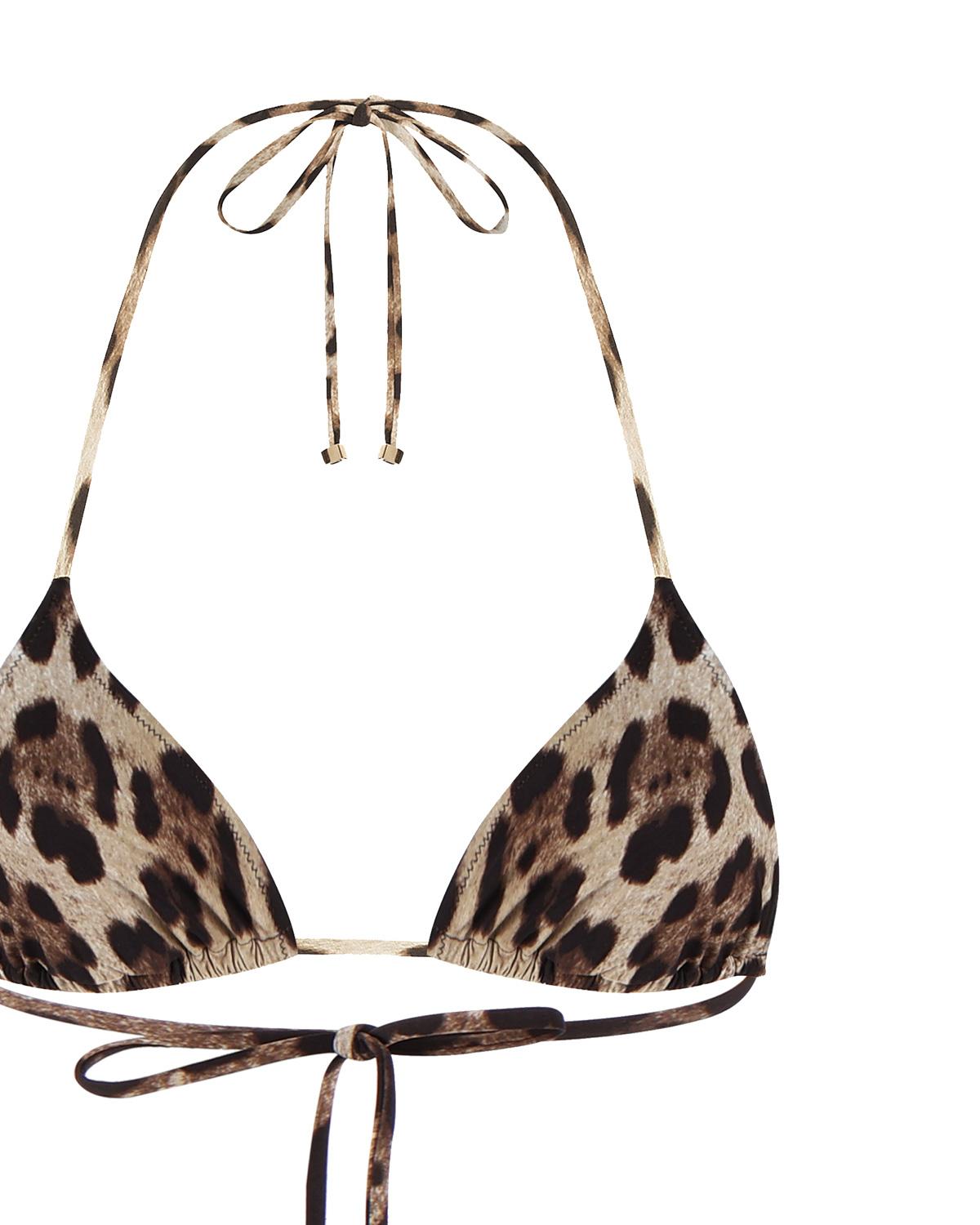 Top bikini con stampa leopardata