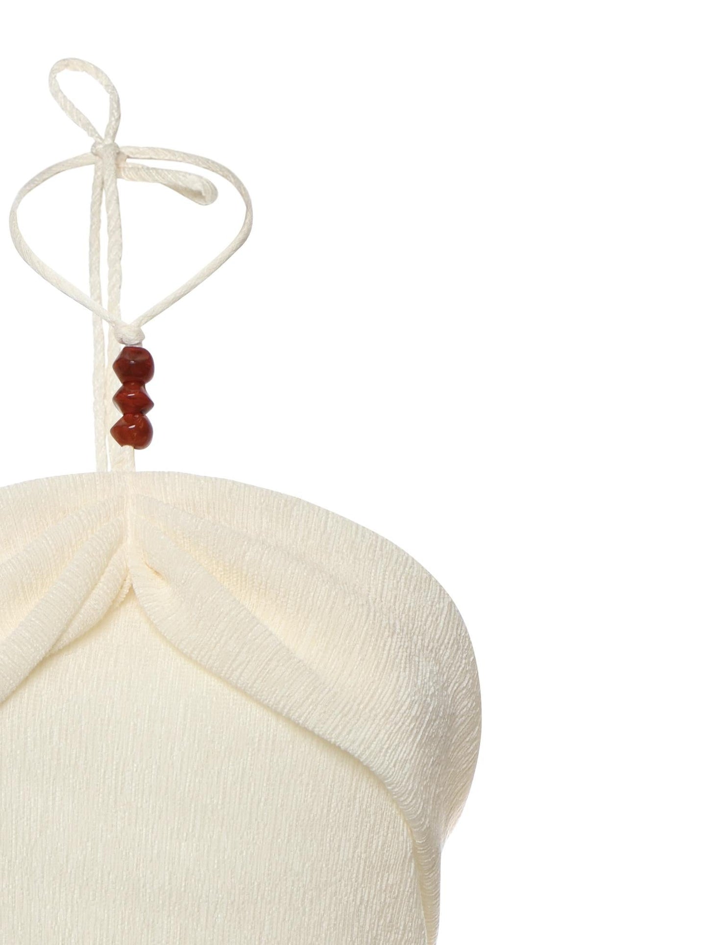 Top drappeggiato con perline