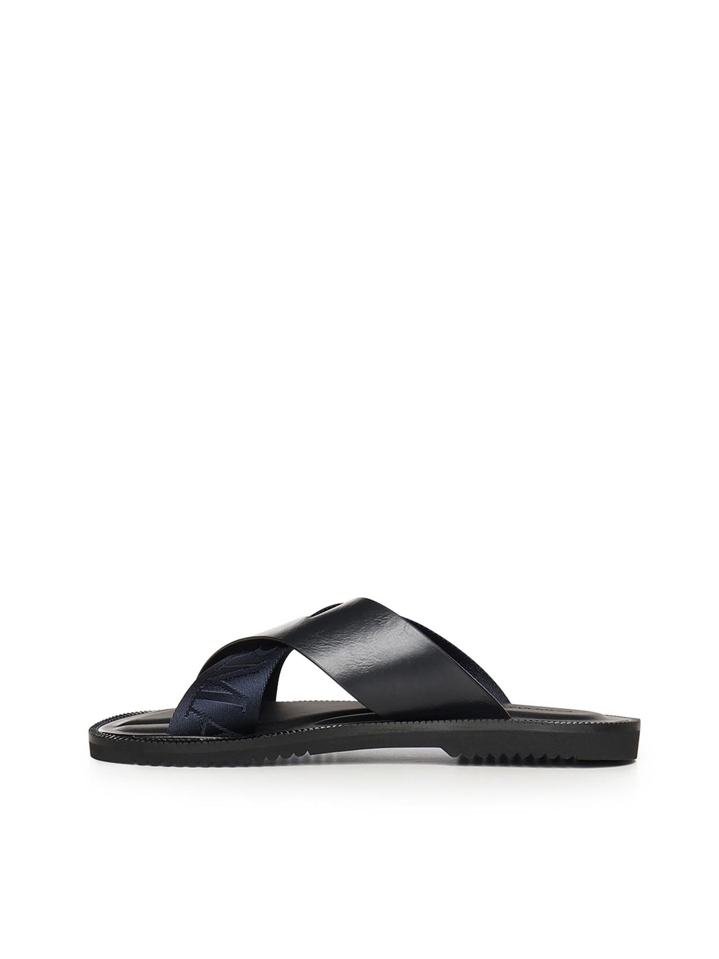 Sandali crossed in pelle e nastro con logo