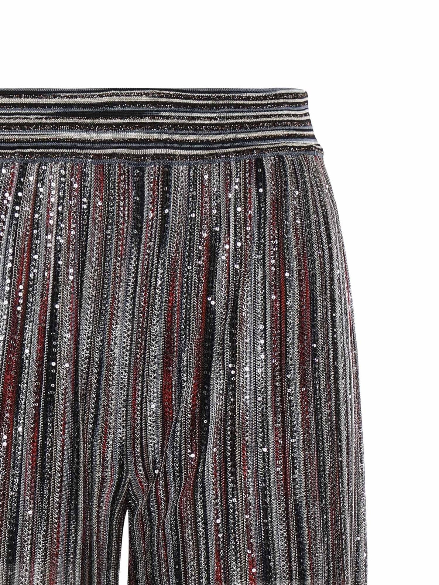 Pantaloni in misto viscosa a costine con paillettes