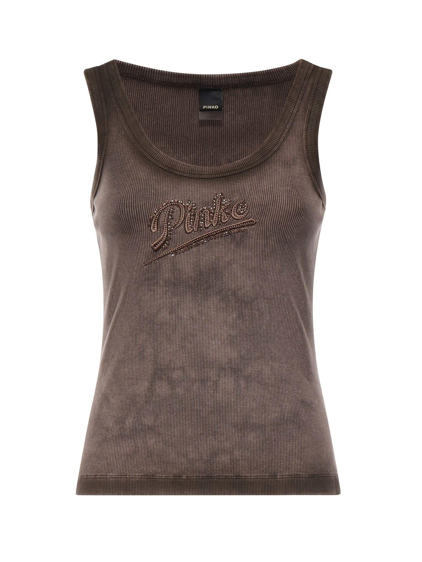 Tank top effetto spray con ricamo
