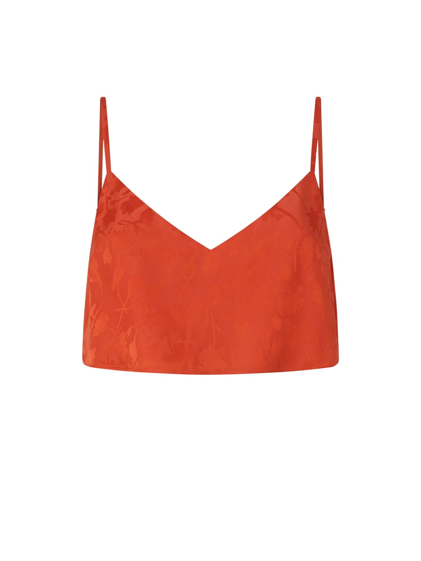 Top cropped jacquard con spalline sottili