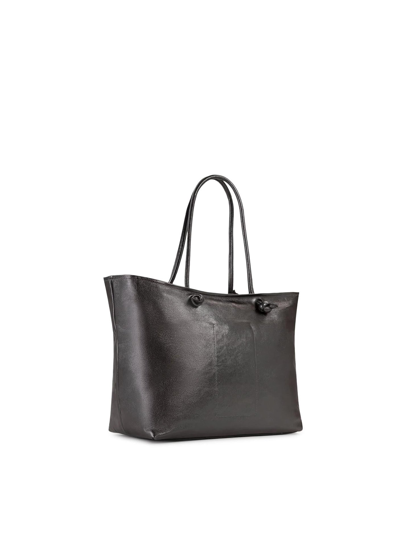 Borsa shopping in pelle con logo