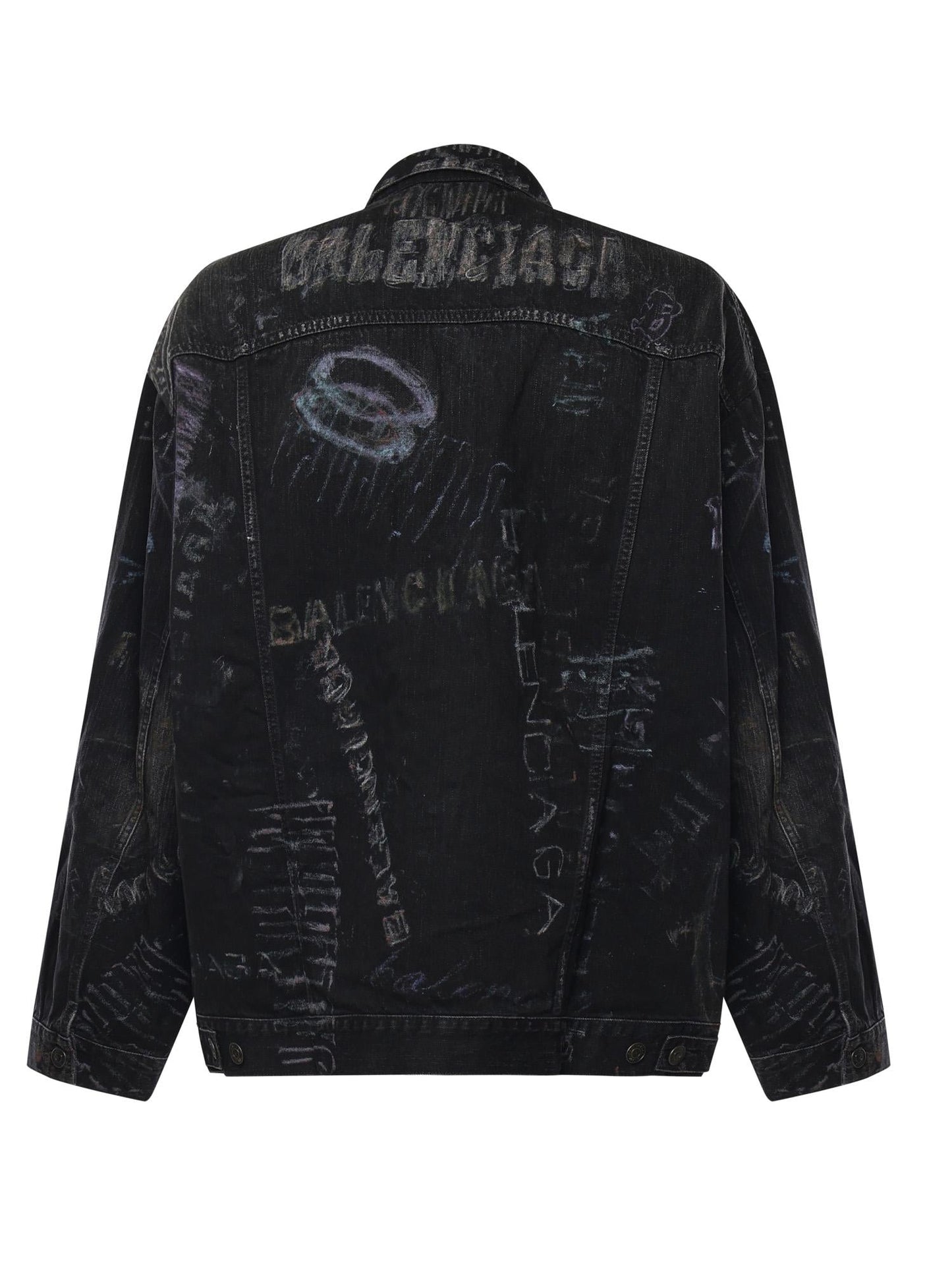 Giacca in denim di cotone washed crayon allover