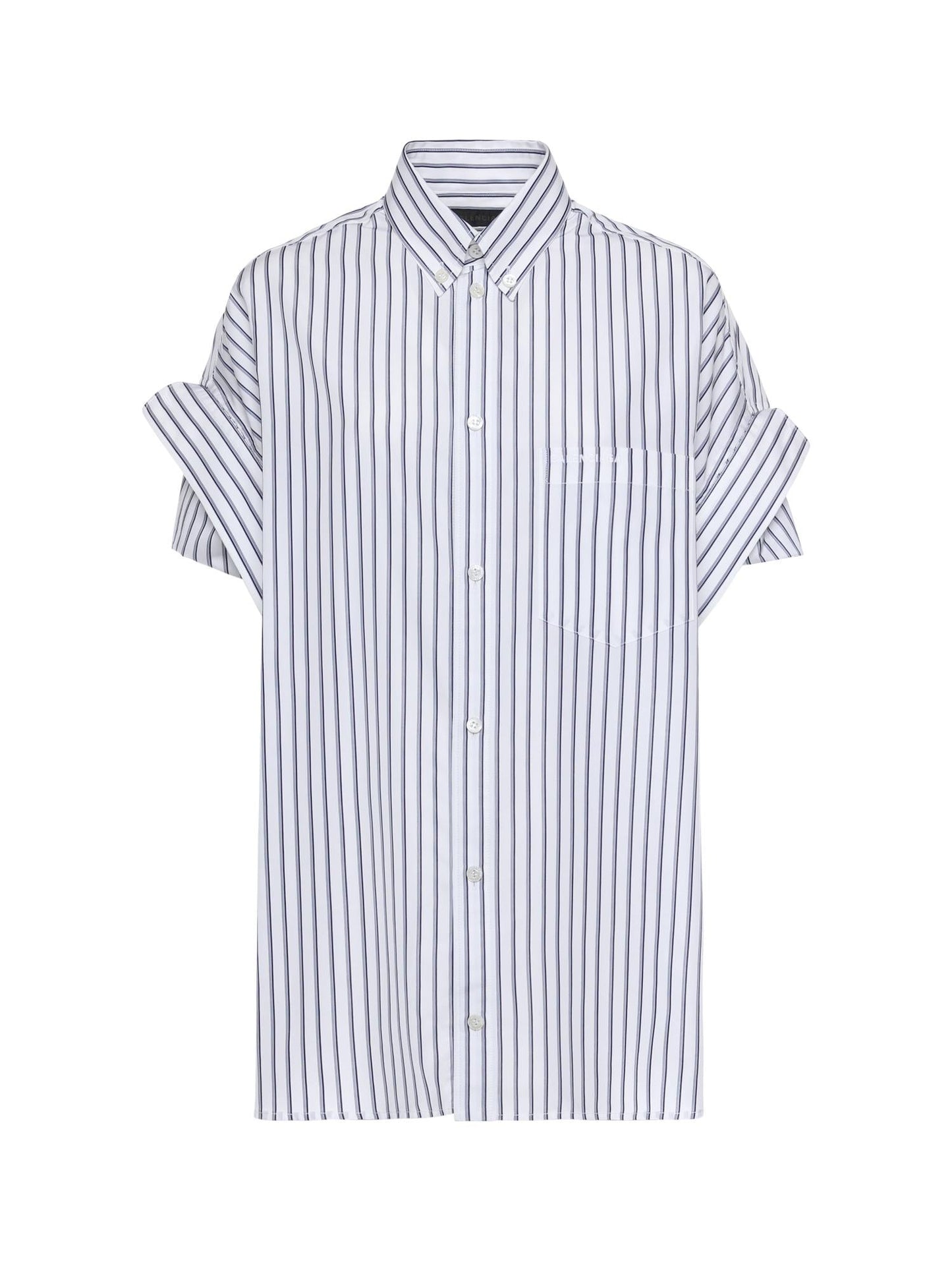 Camicia con maniche con risvolto in popeline a righe