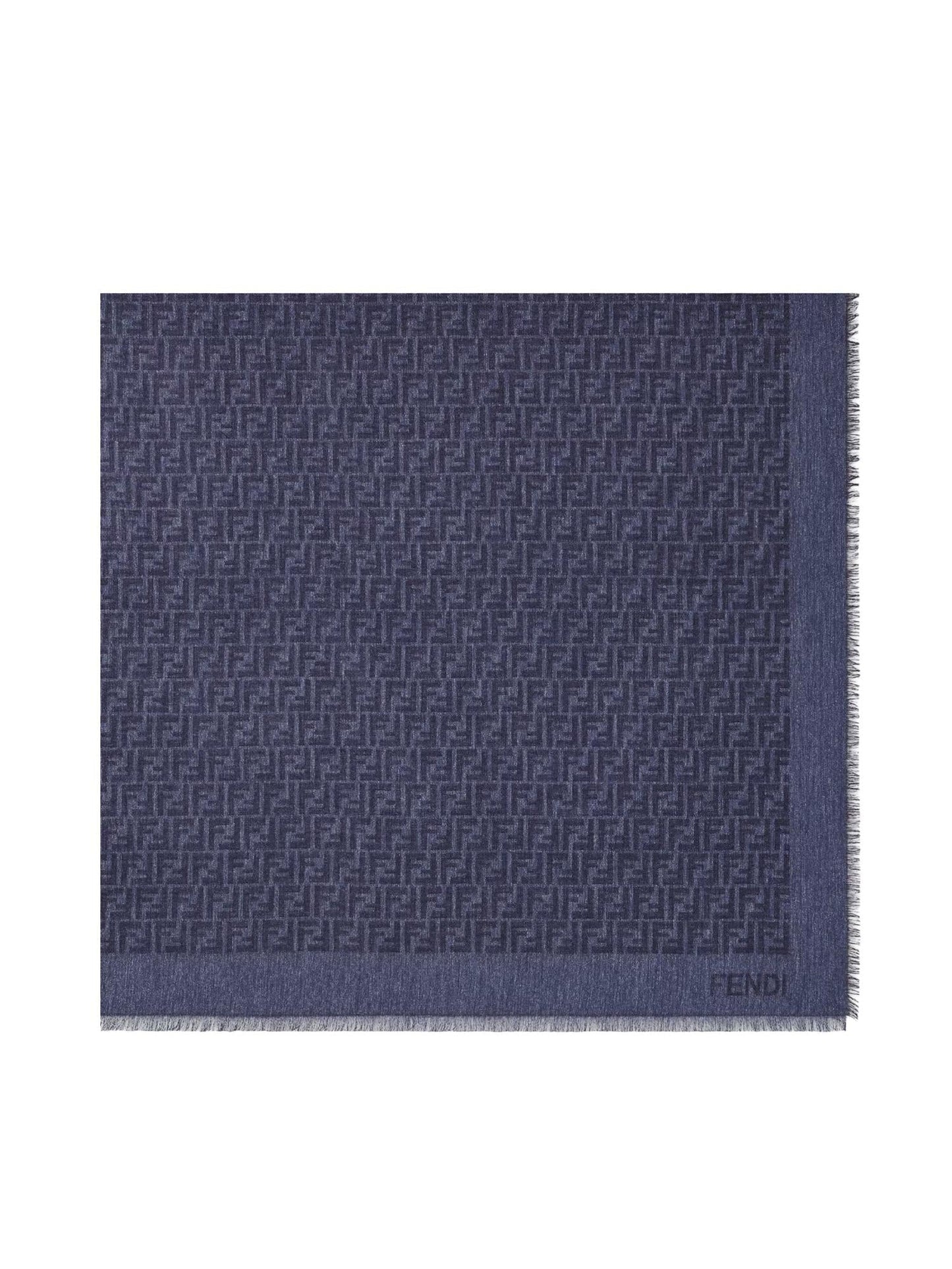 Scialle FF jacquard in cotone e lana