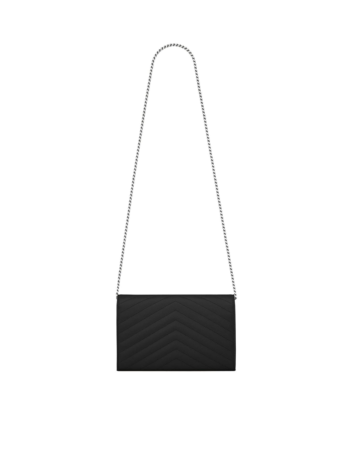Pochette con catena Cassandre in pelle grain de poudre
