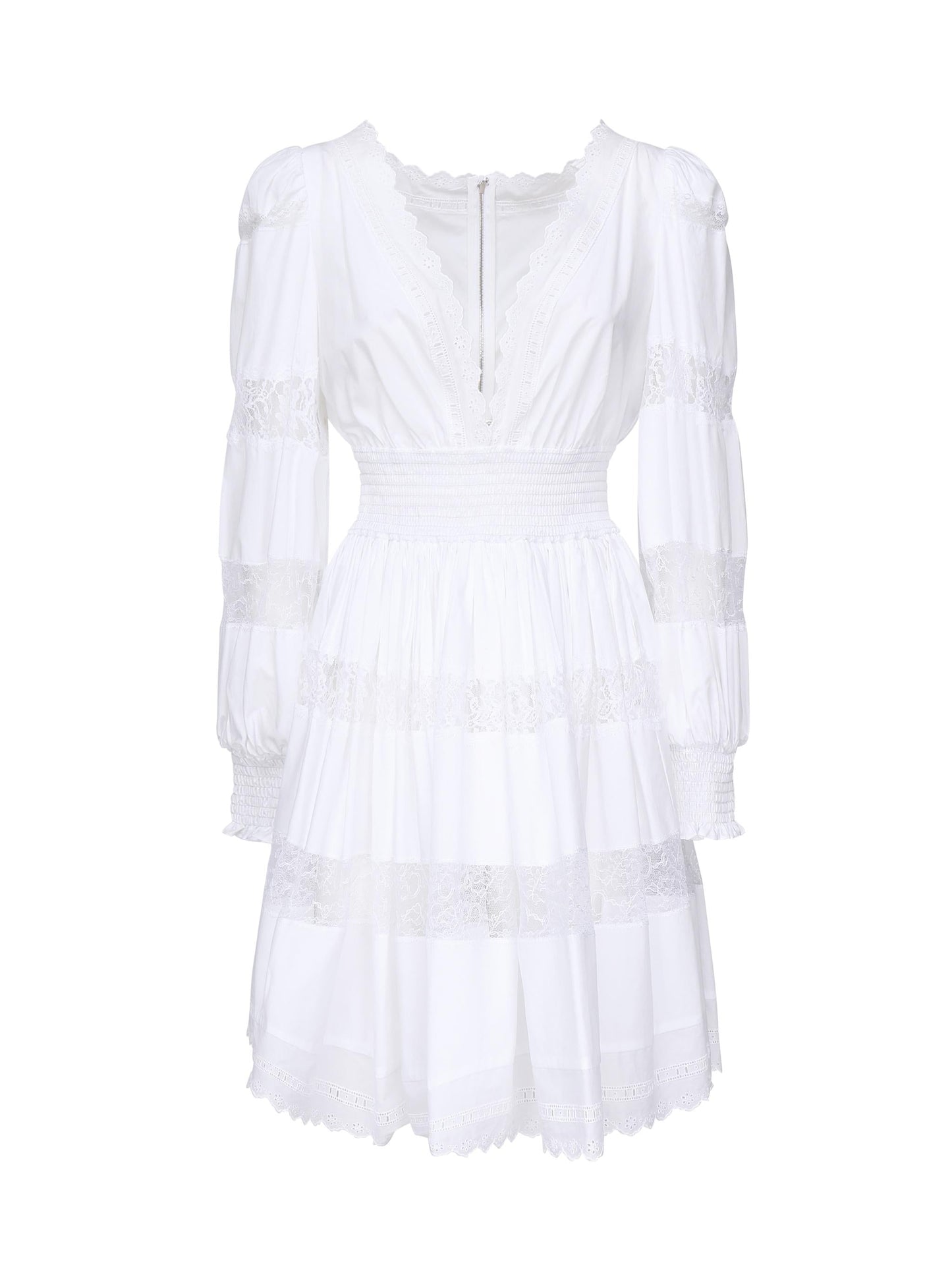Abito in cotone con inserti in pizzo