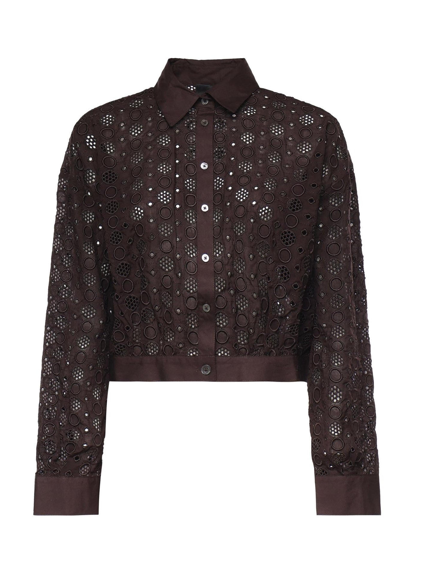 Camicia cropped con ricamo sangallo