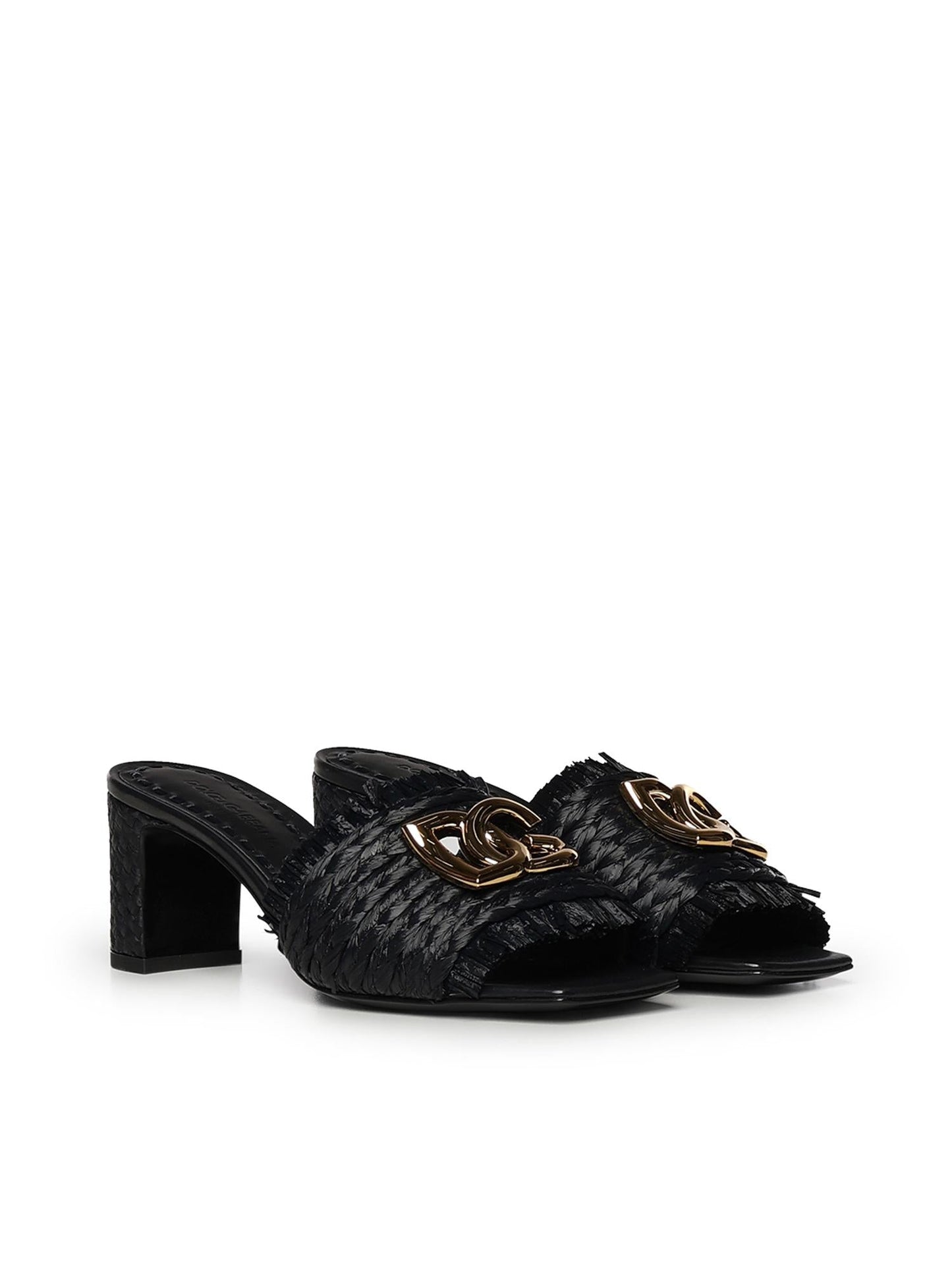 Mules in rafia con logo