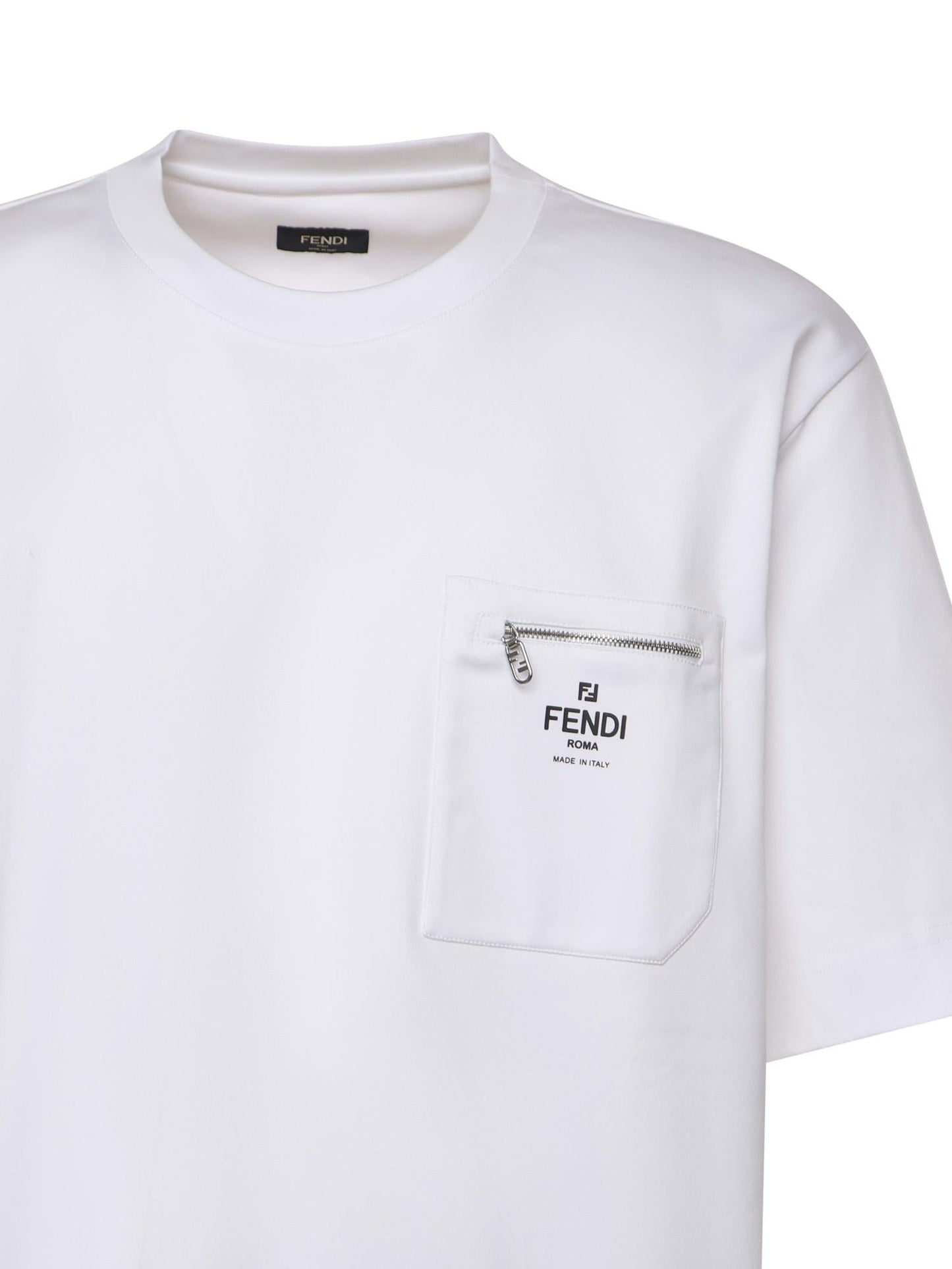 T-shirt in cotone con taschino logo e zip