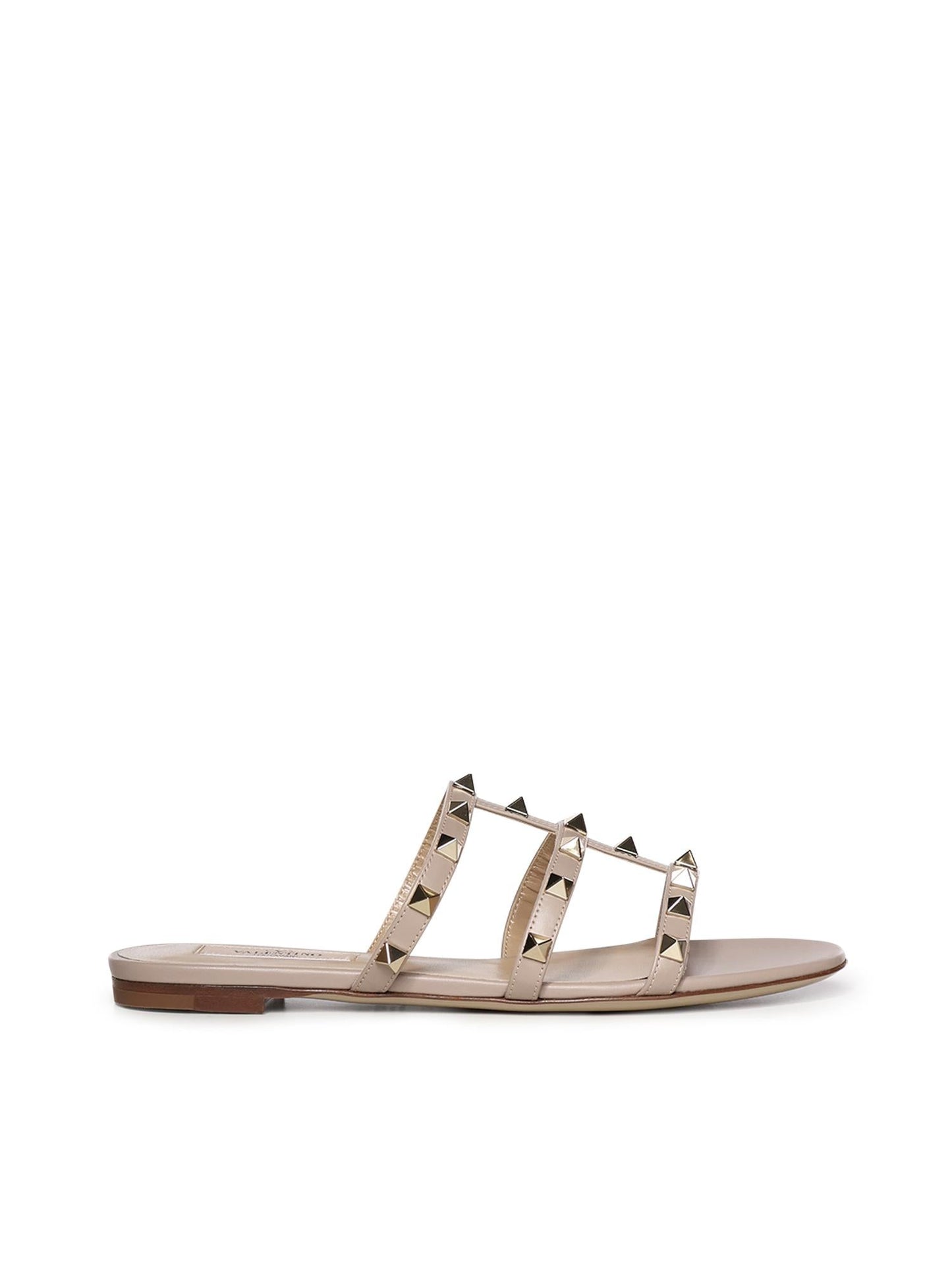 Sandalo slide Rockstud in pelle