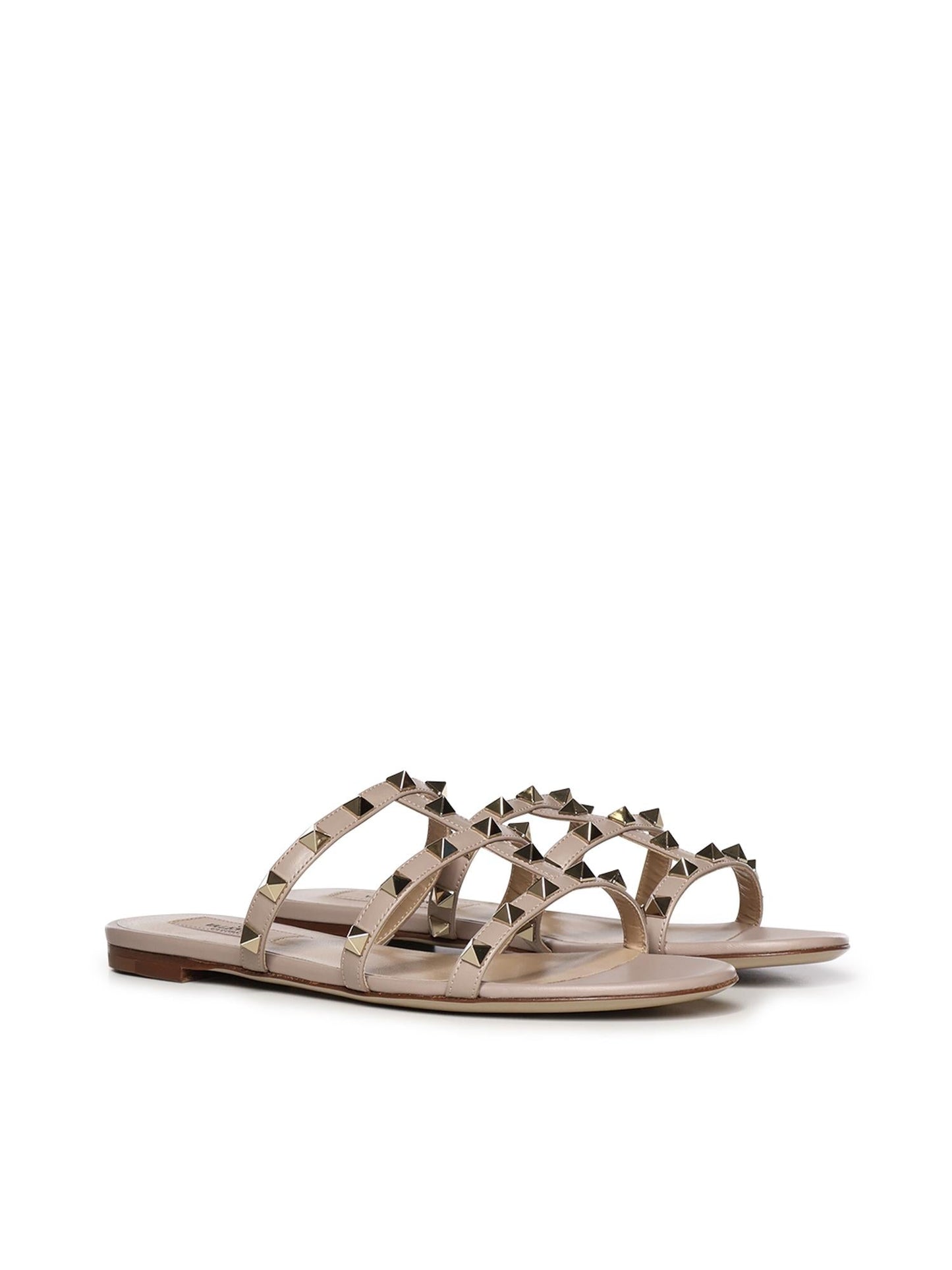 Sandalo slide Rockstud in pelle