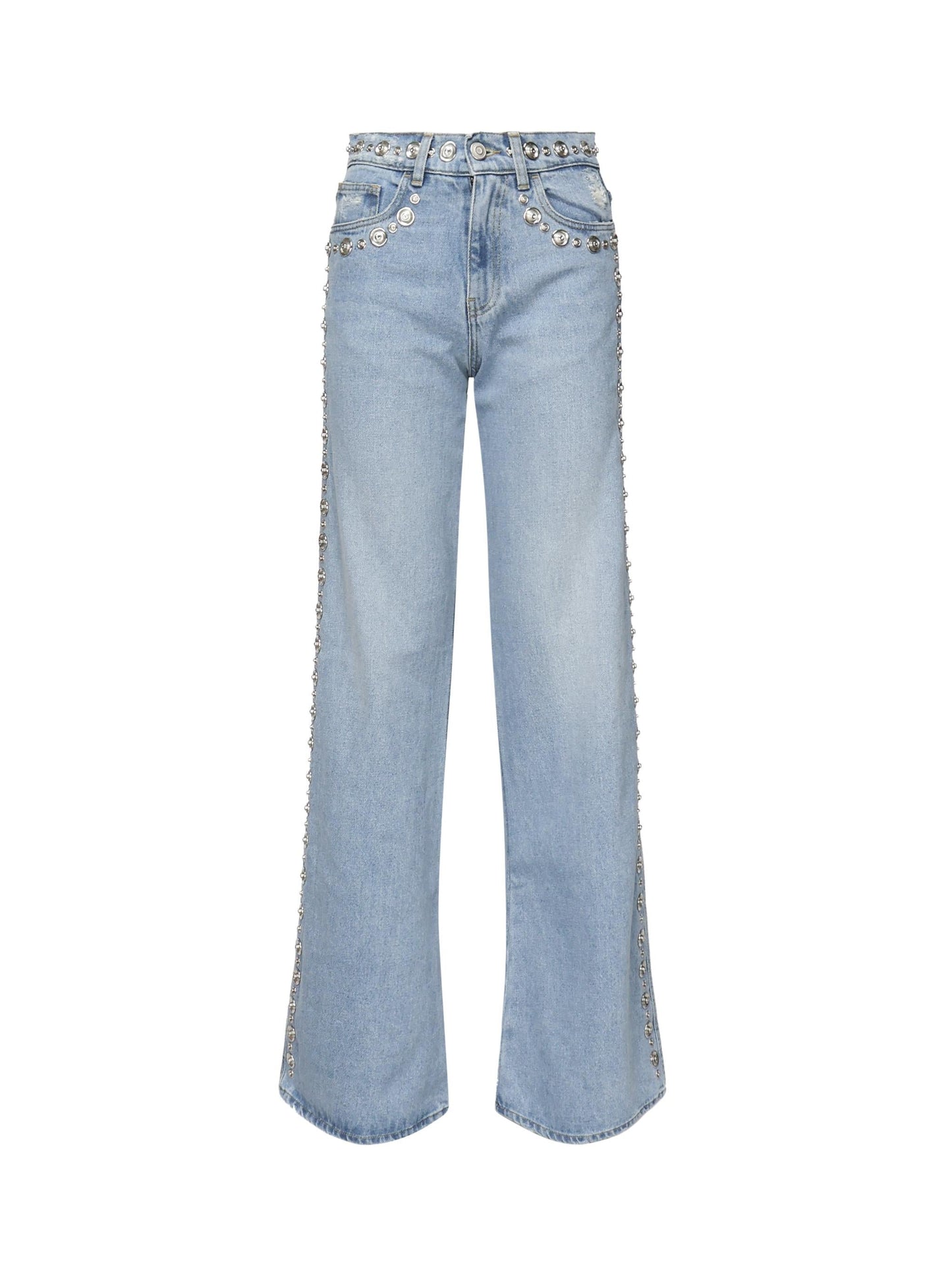 Jeans in denim di cotone con borchie