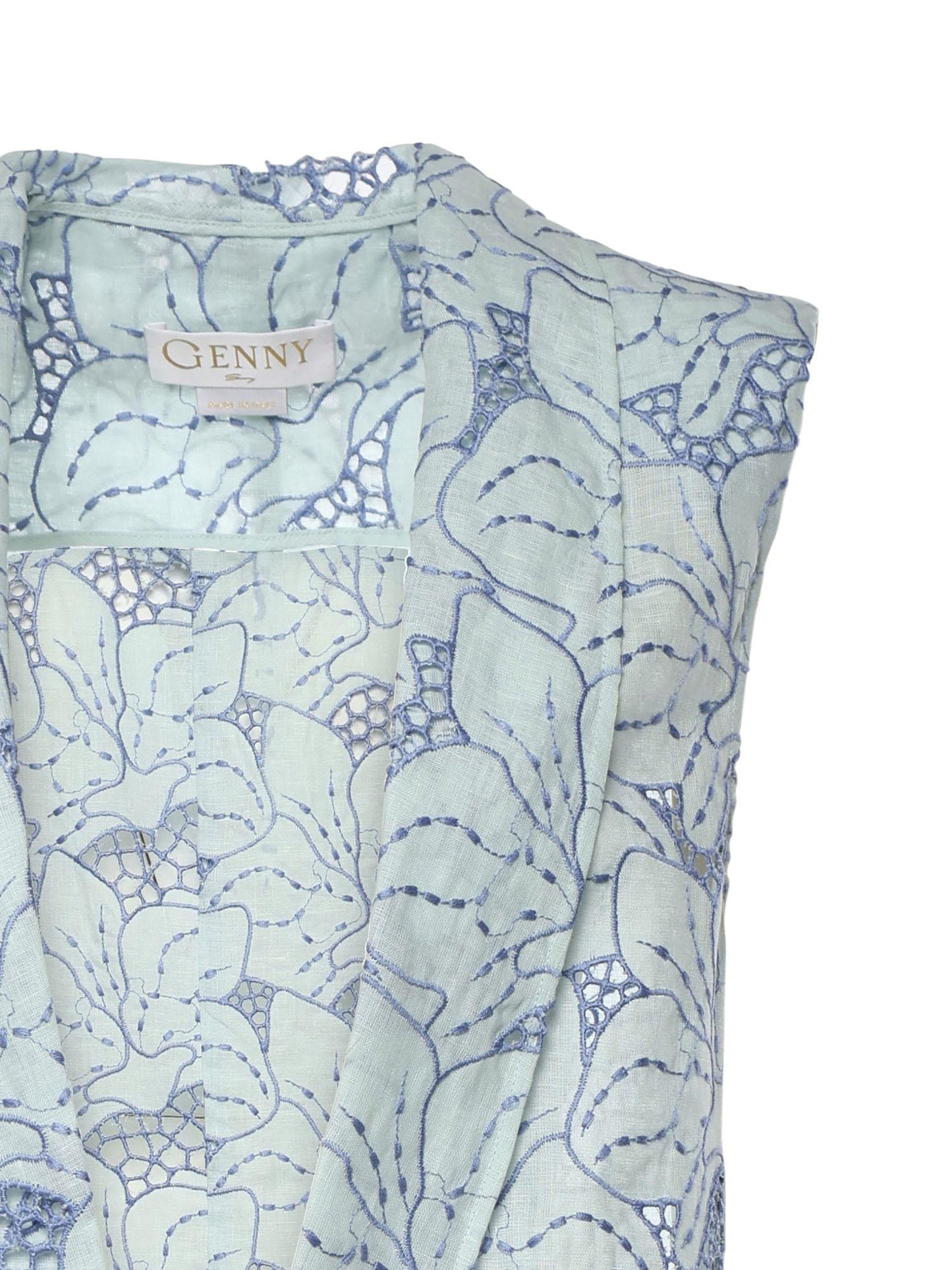 Gilet in lino con ricamo orchidea