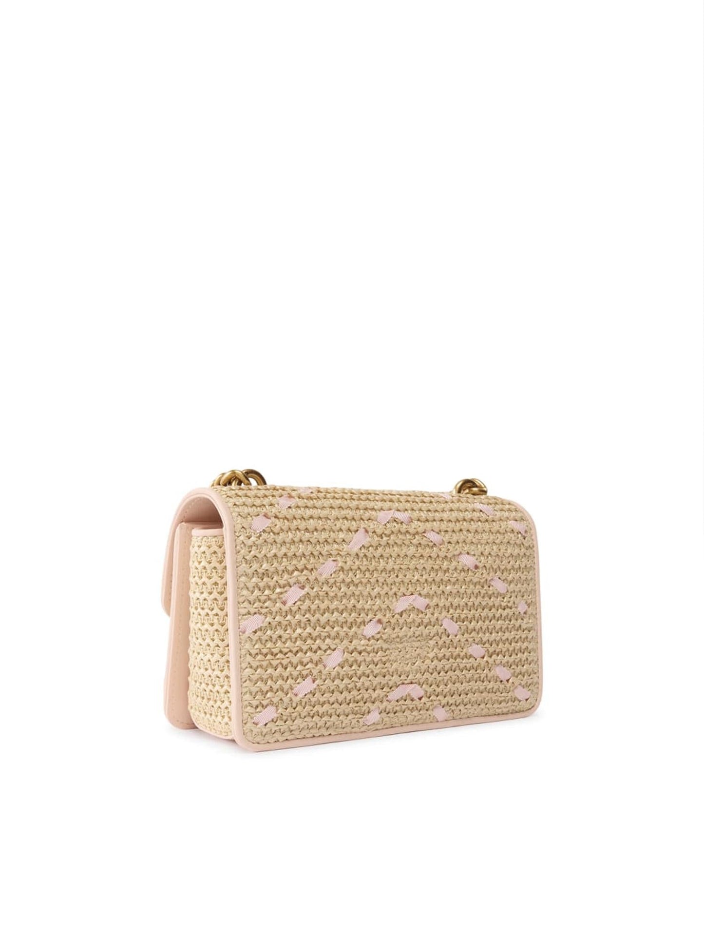 Borsa Mini Love Bag One Light in rafia e pelle