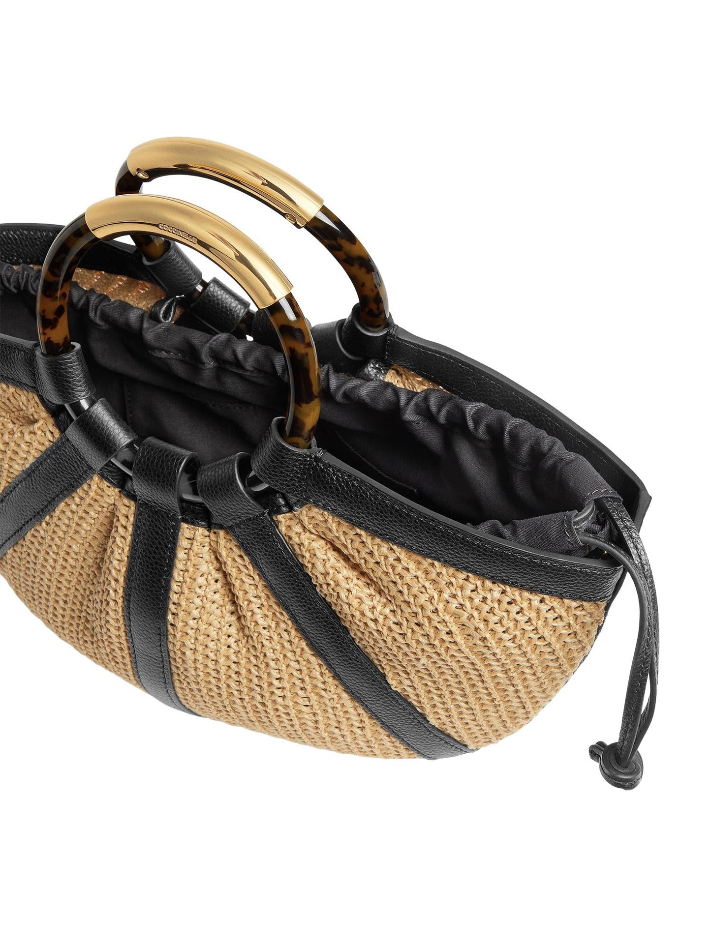 Borsa Shell in paglia e pelle