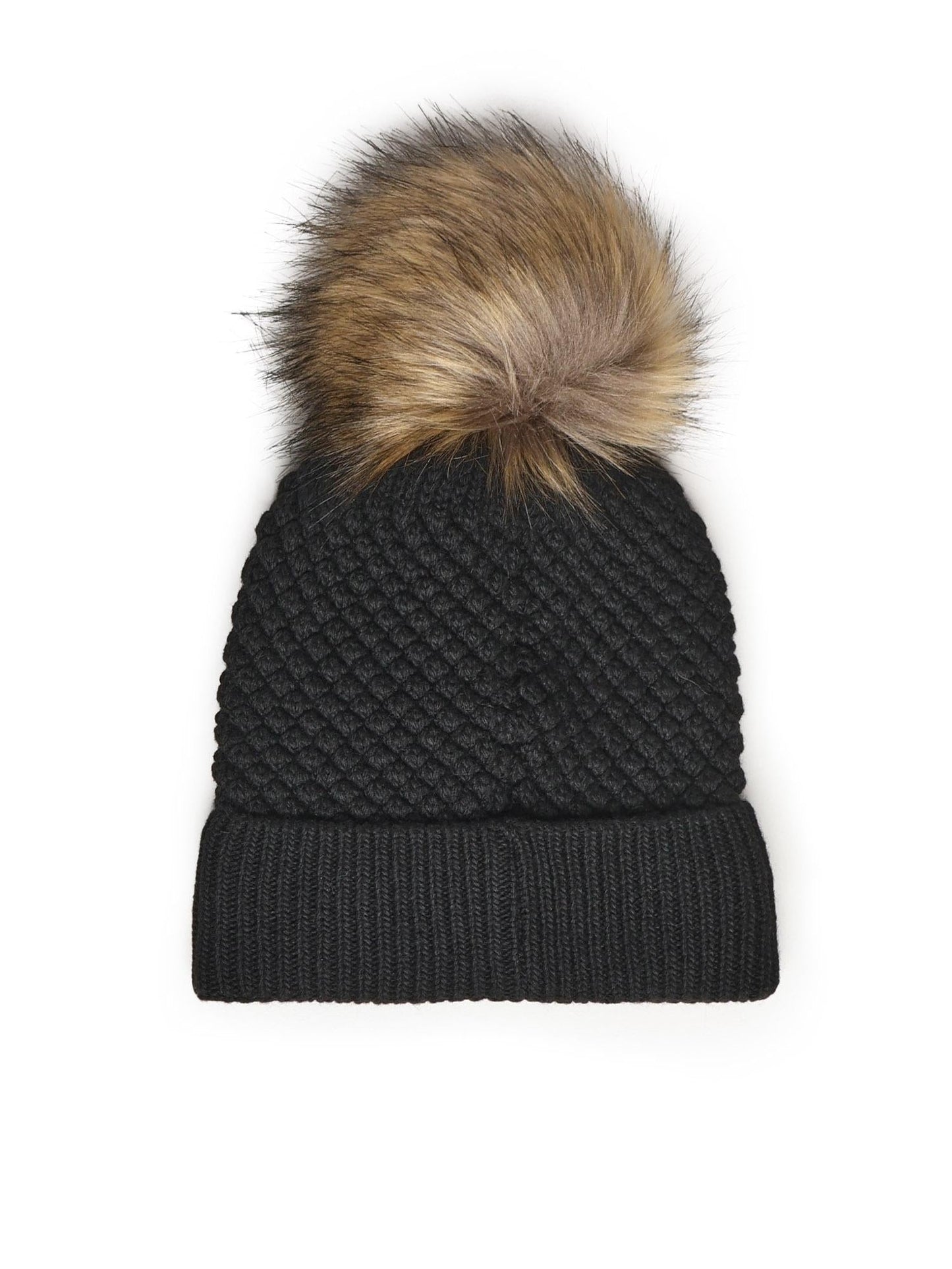 Cappello con pompon in pelliccia