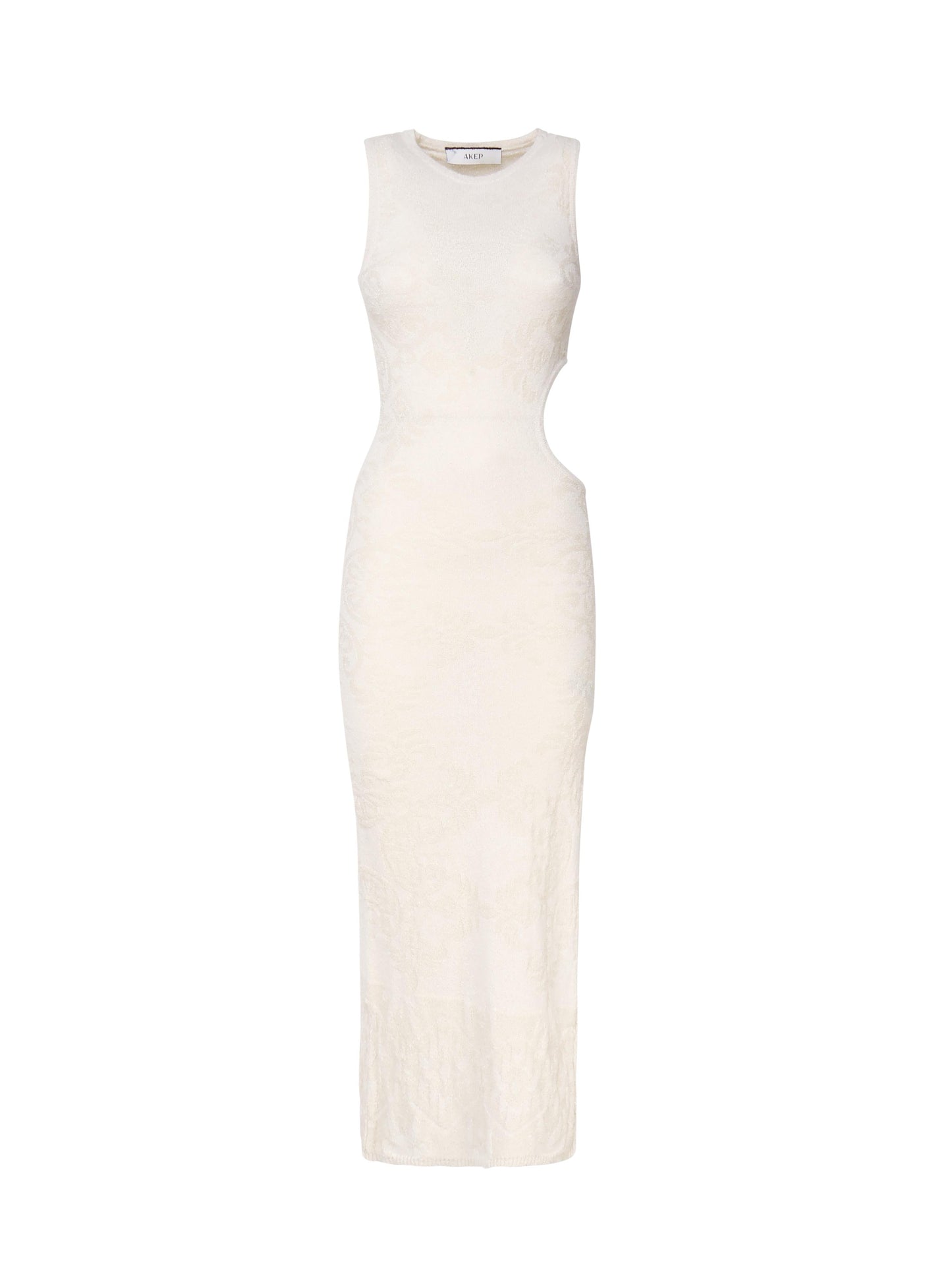 Abito lungo aderente con cut-out sul fianco
