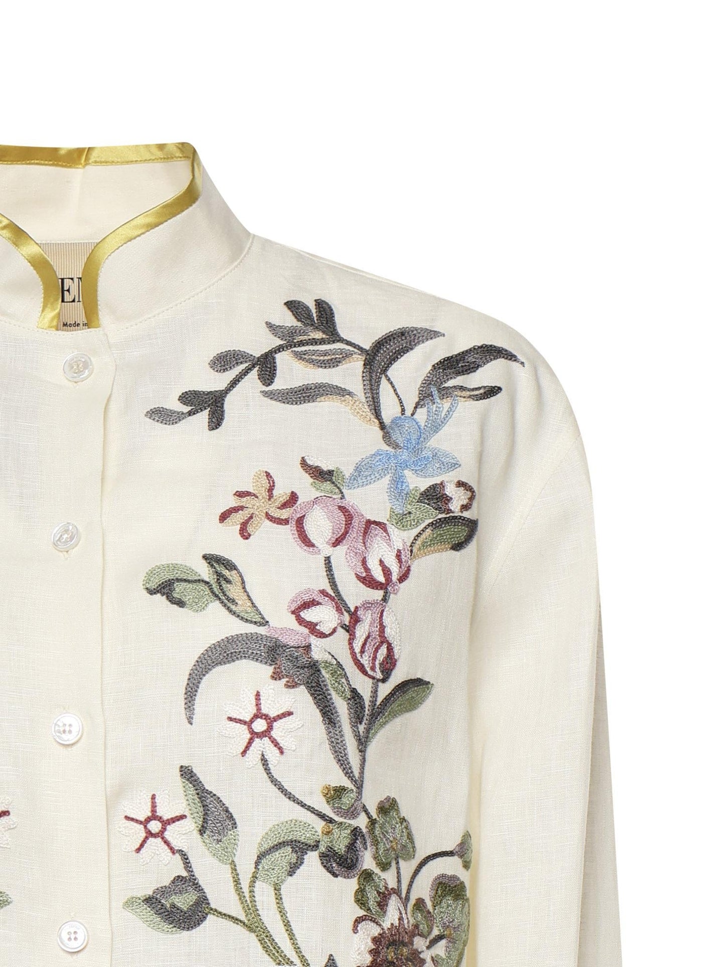 Camicia in lino ricamata