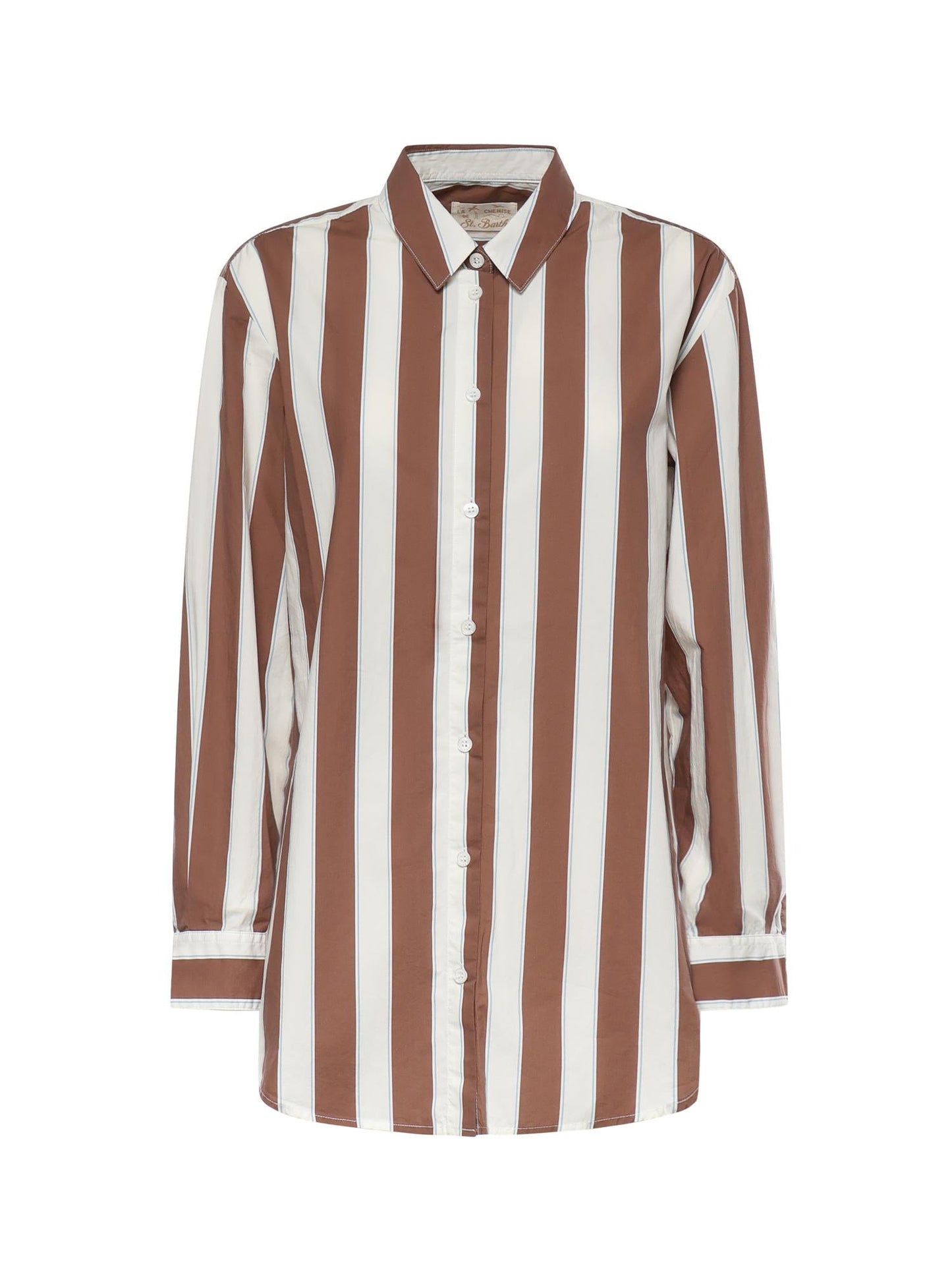 Camicia in cotone a righe con ricamo