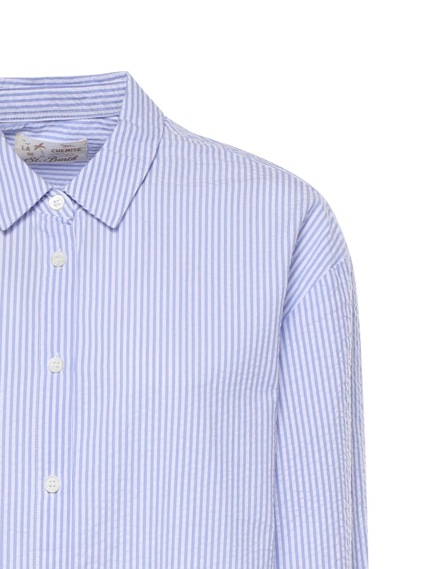 Camicia in cotone a righe con ricamo