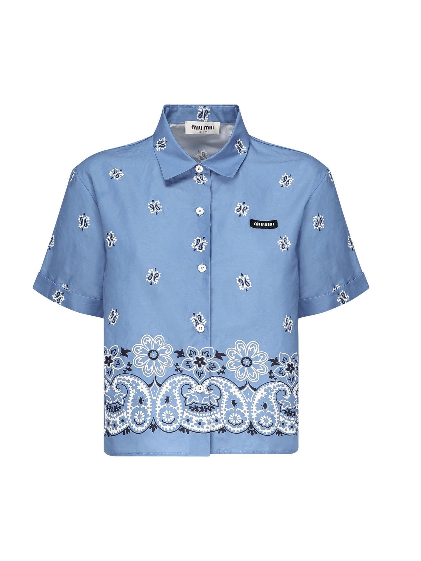 Camicia in popeline fiammato con stampa