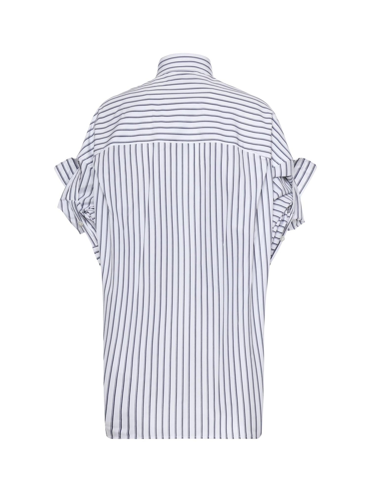 Camicia con maniche con risvolto in popeline a righe