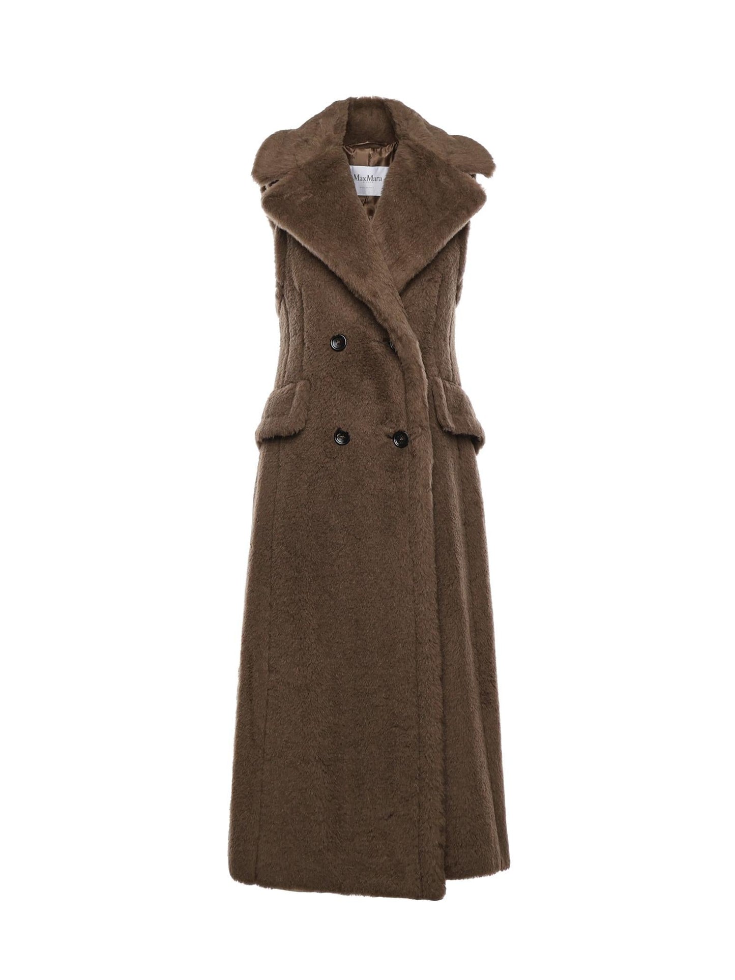 Cappotto smanicato in Teddy di alpaca e lana