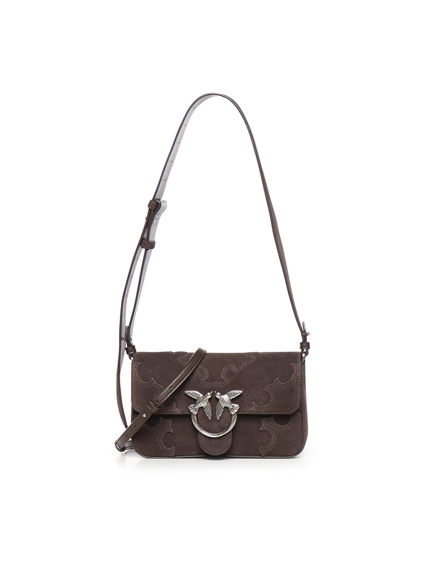Borsa a spalla Mini Love Bag One Slouchy in suede con intarsi