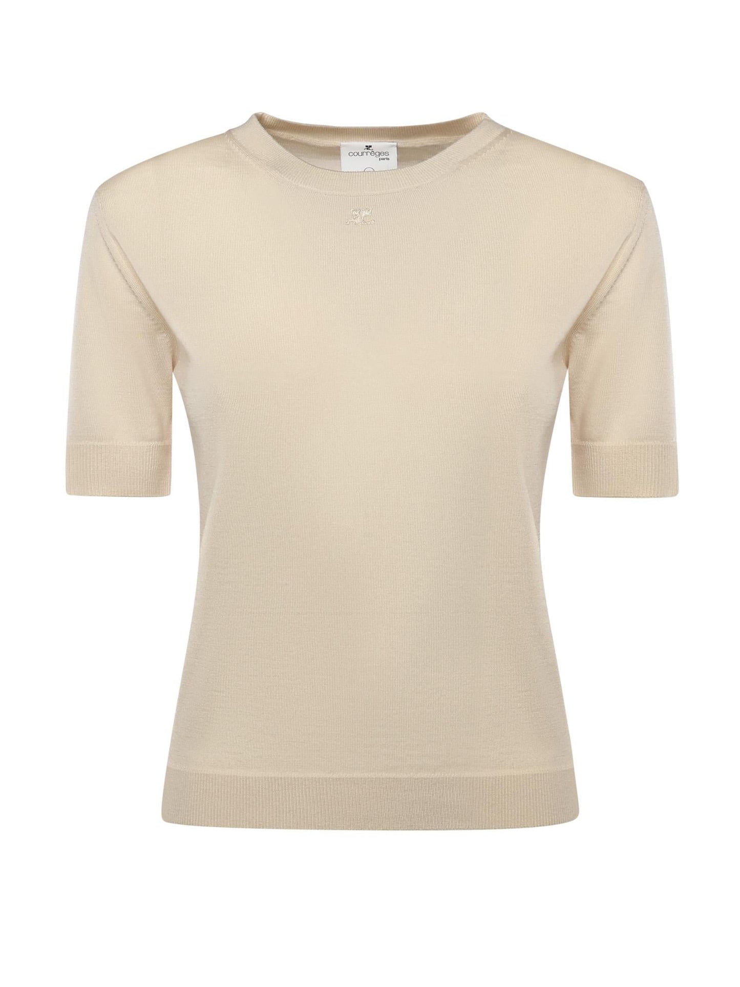 Top in lana con logo