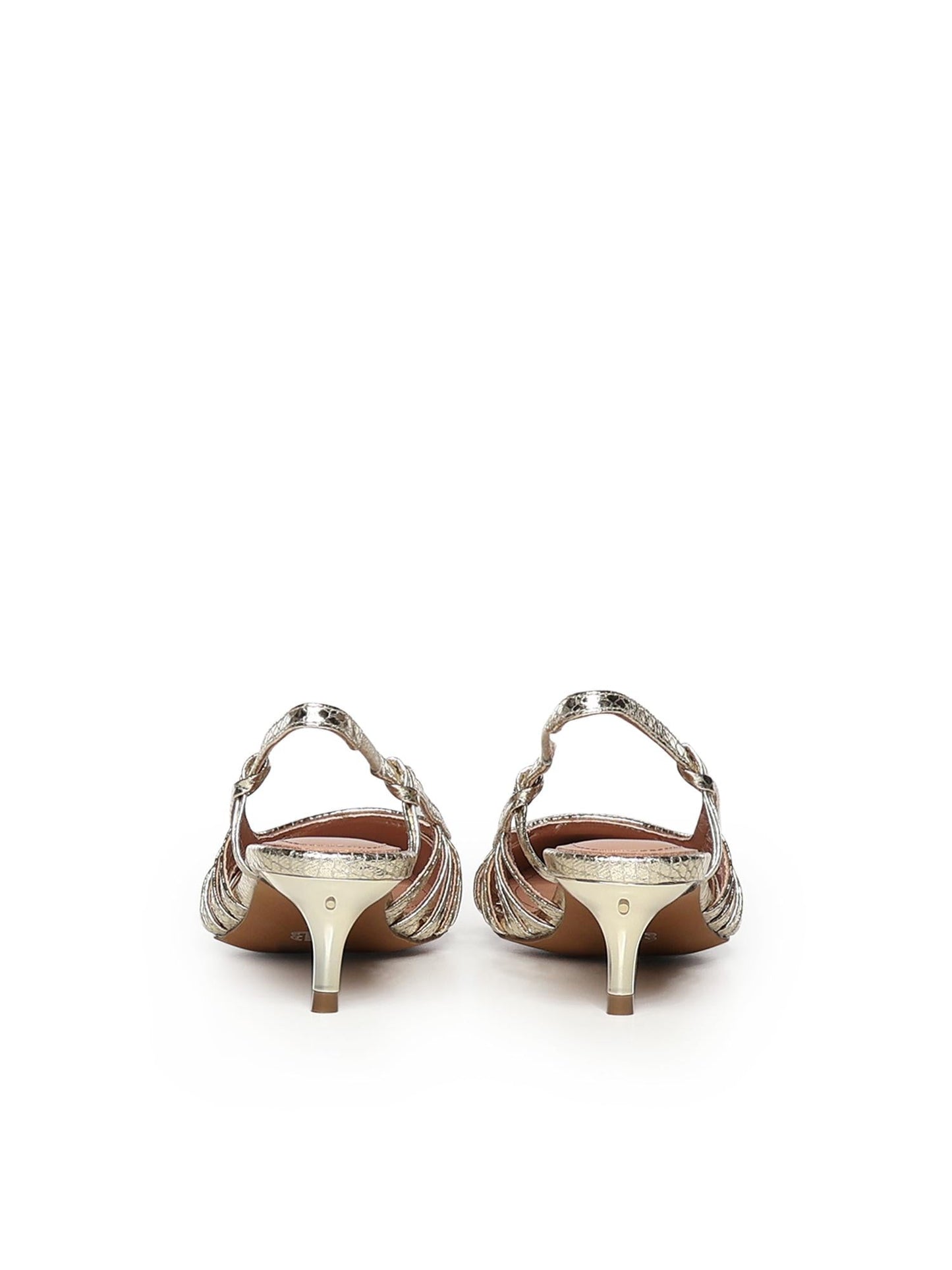 Pumps slingback in pelle metalizzata