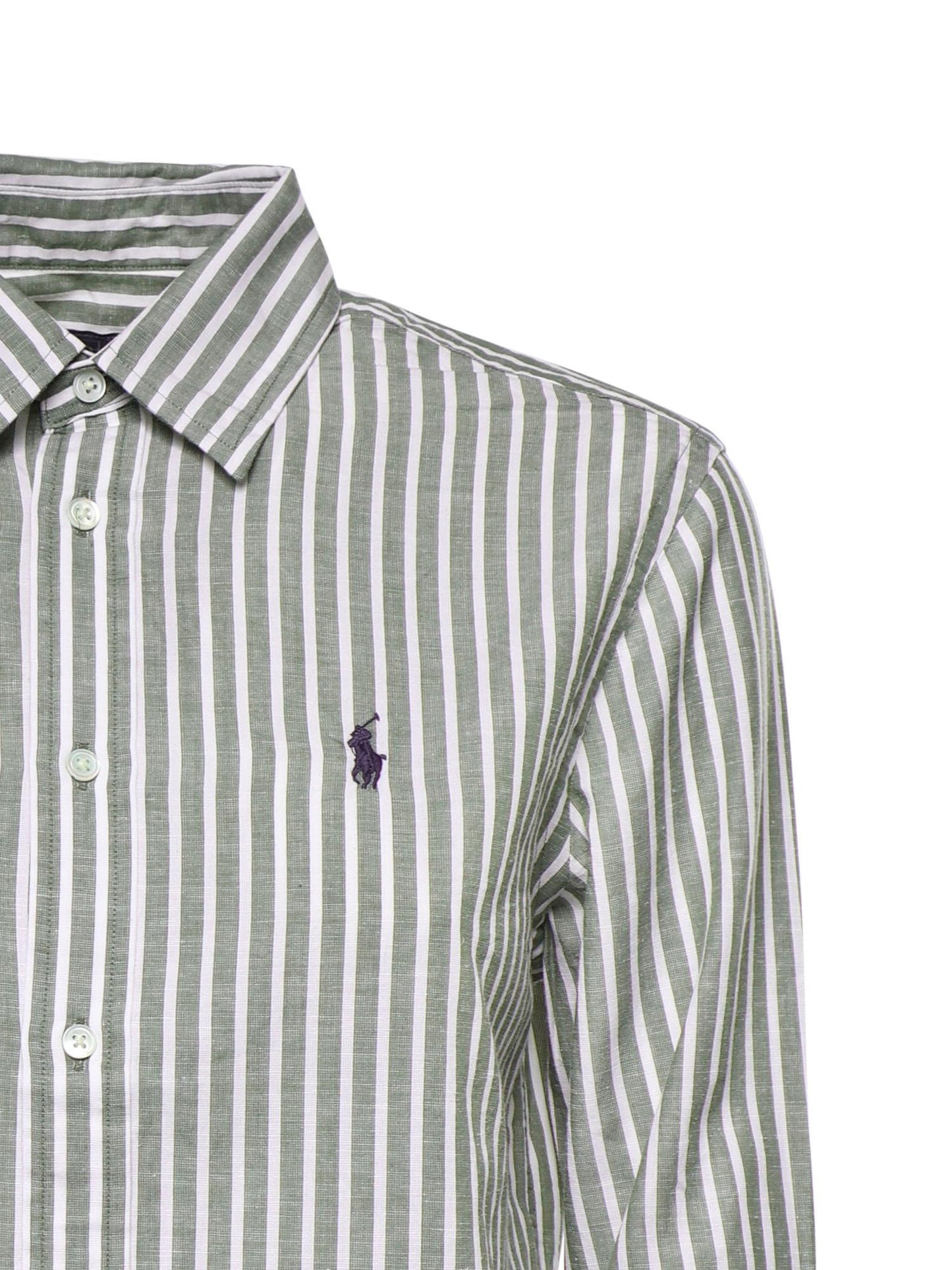 Camicia in cotone e lino con logo