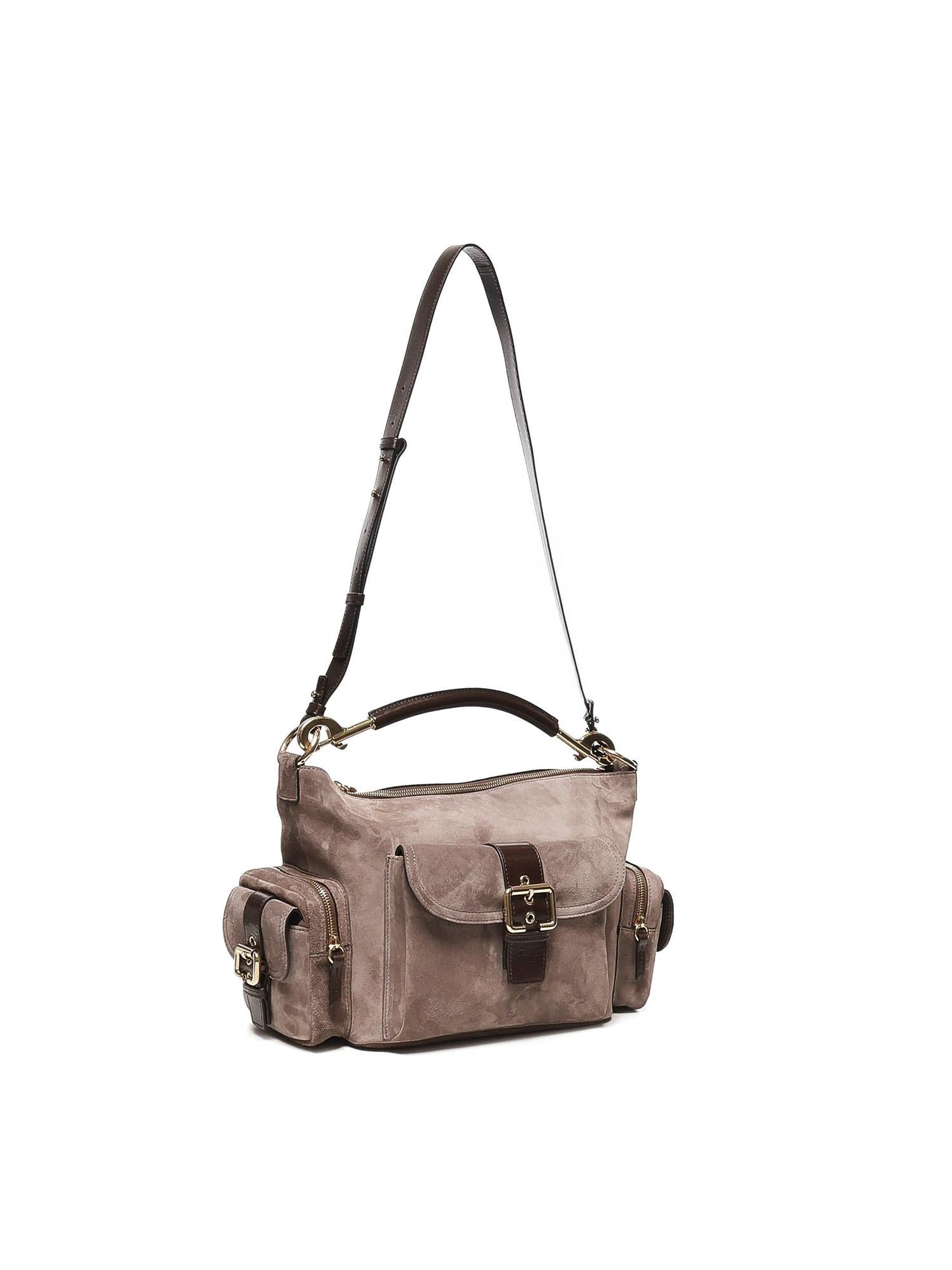 Camera bag in pelle scamosciata