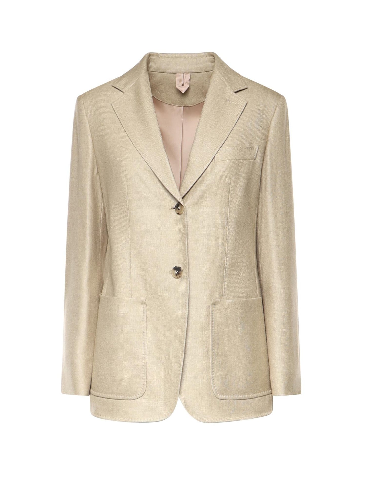 Blazer monopetto in canvas di lana e seta
