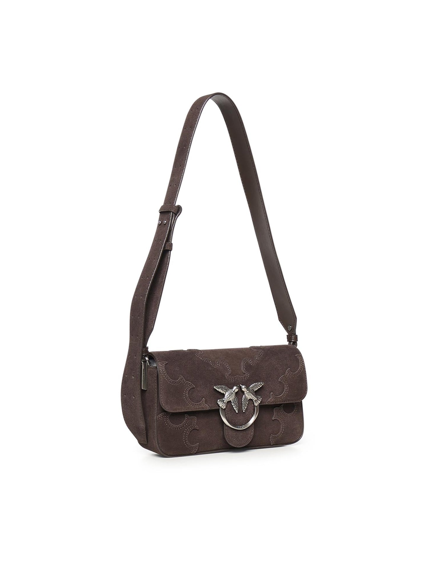 Borsa a spalla Mini Love Bag One Slouchy in suede con intarsi