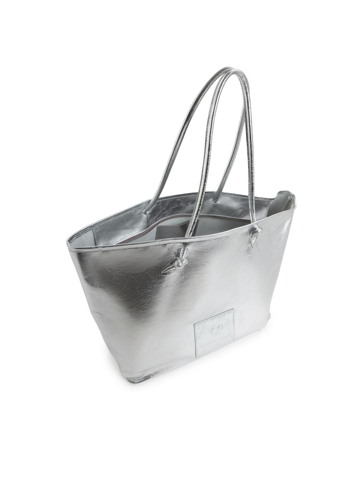 Borsa shopping in pelle con logo