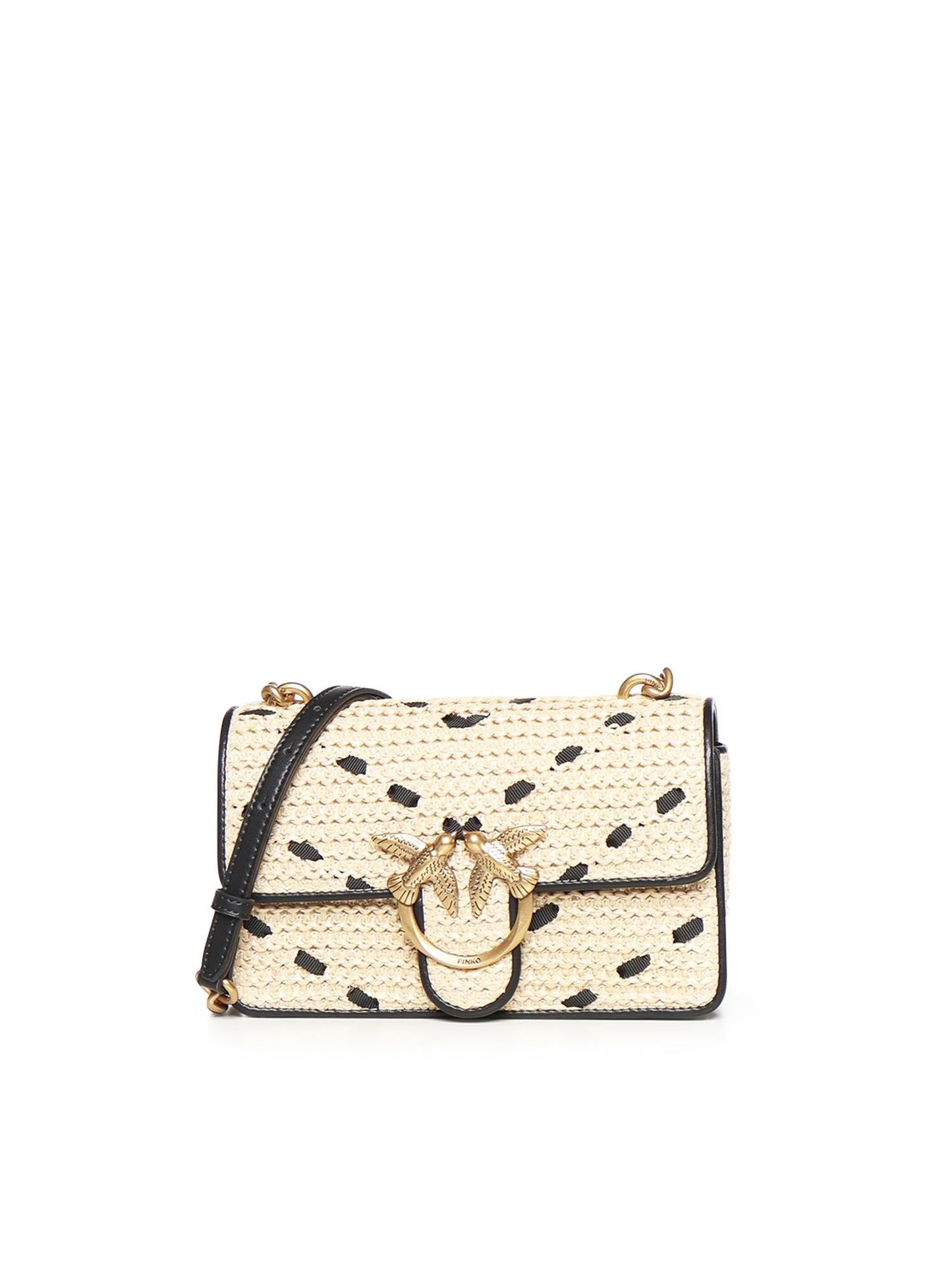 Borsa Mini Love Bag One Light in rafia e pelle