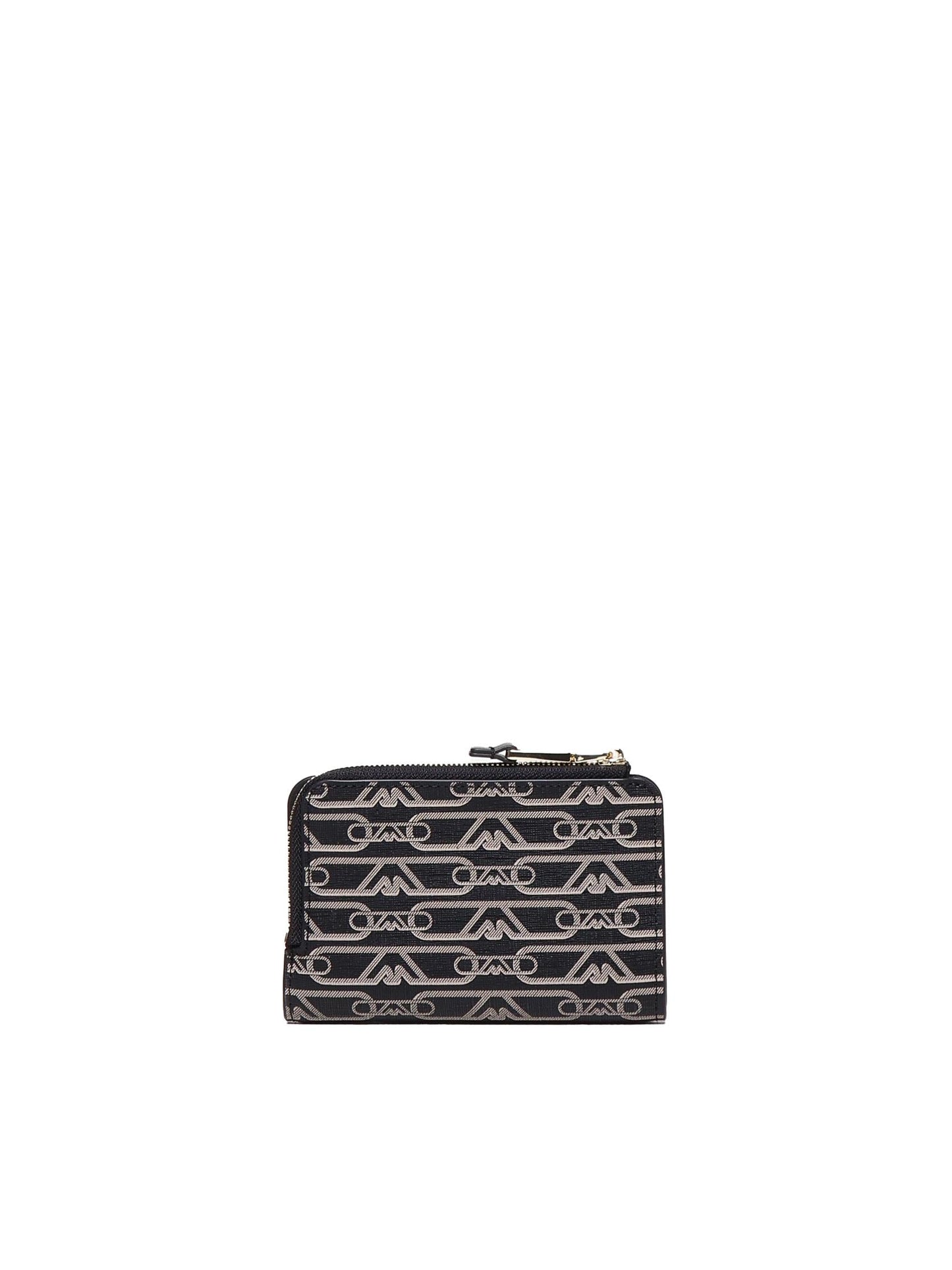 Portafoglio con zip in tessuto con logo jacquard
