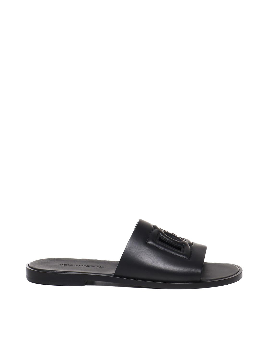 Slide in pelle con logo DG