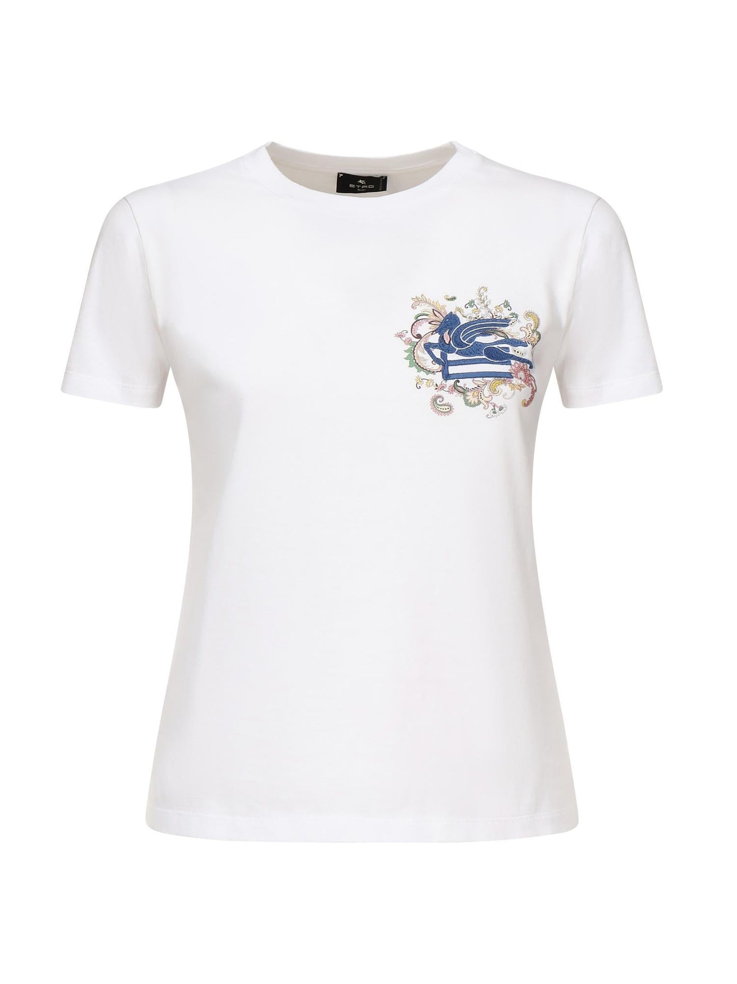 T-shirt con ricamo e stampa