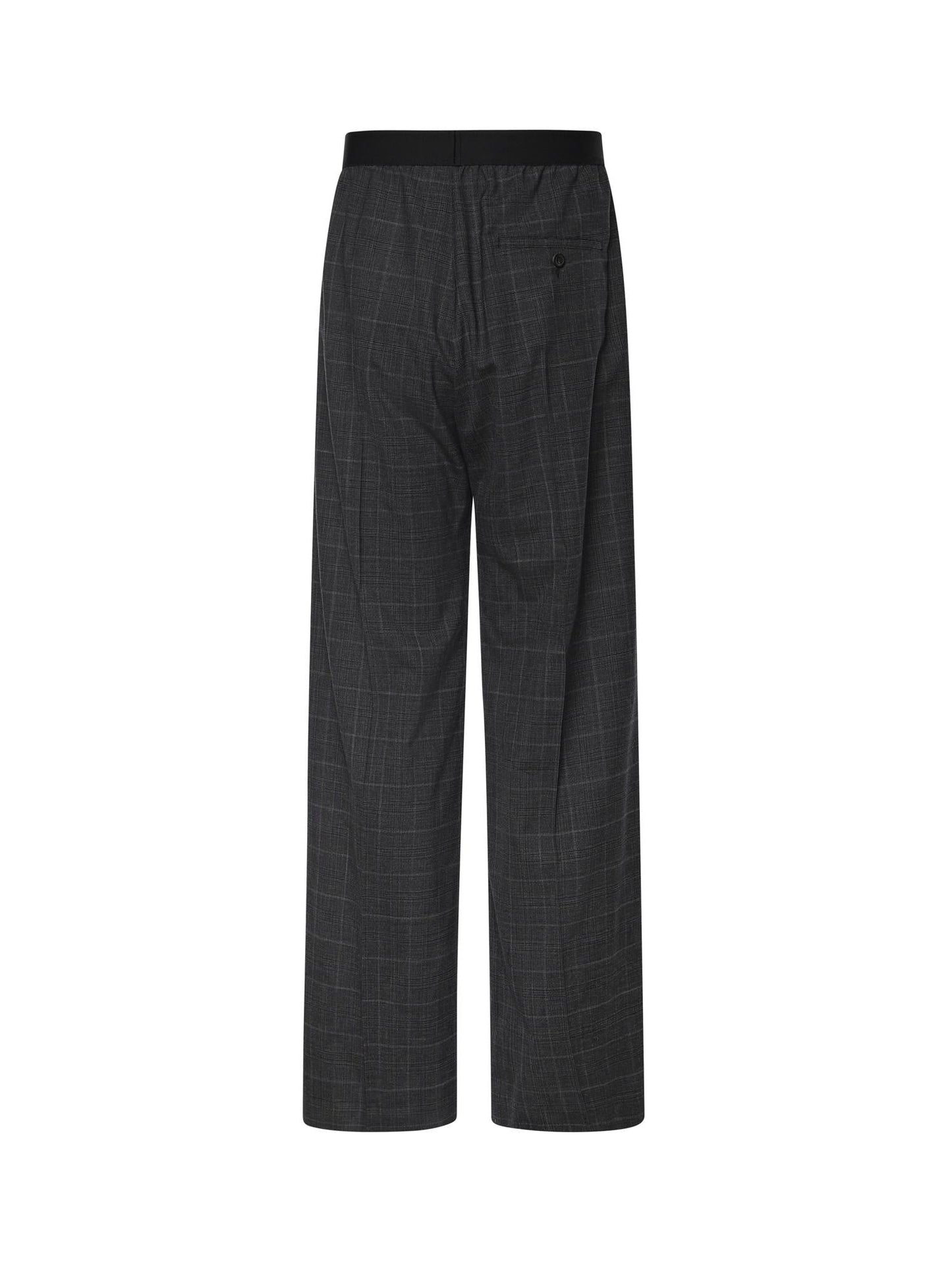 Pantaloni check in lana con logo
