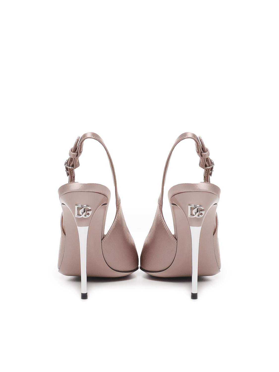 Slingback in raso con logo