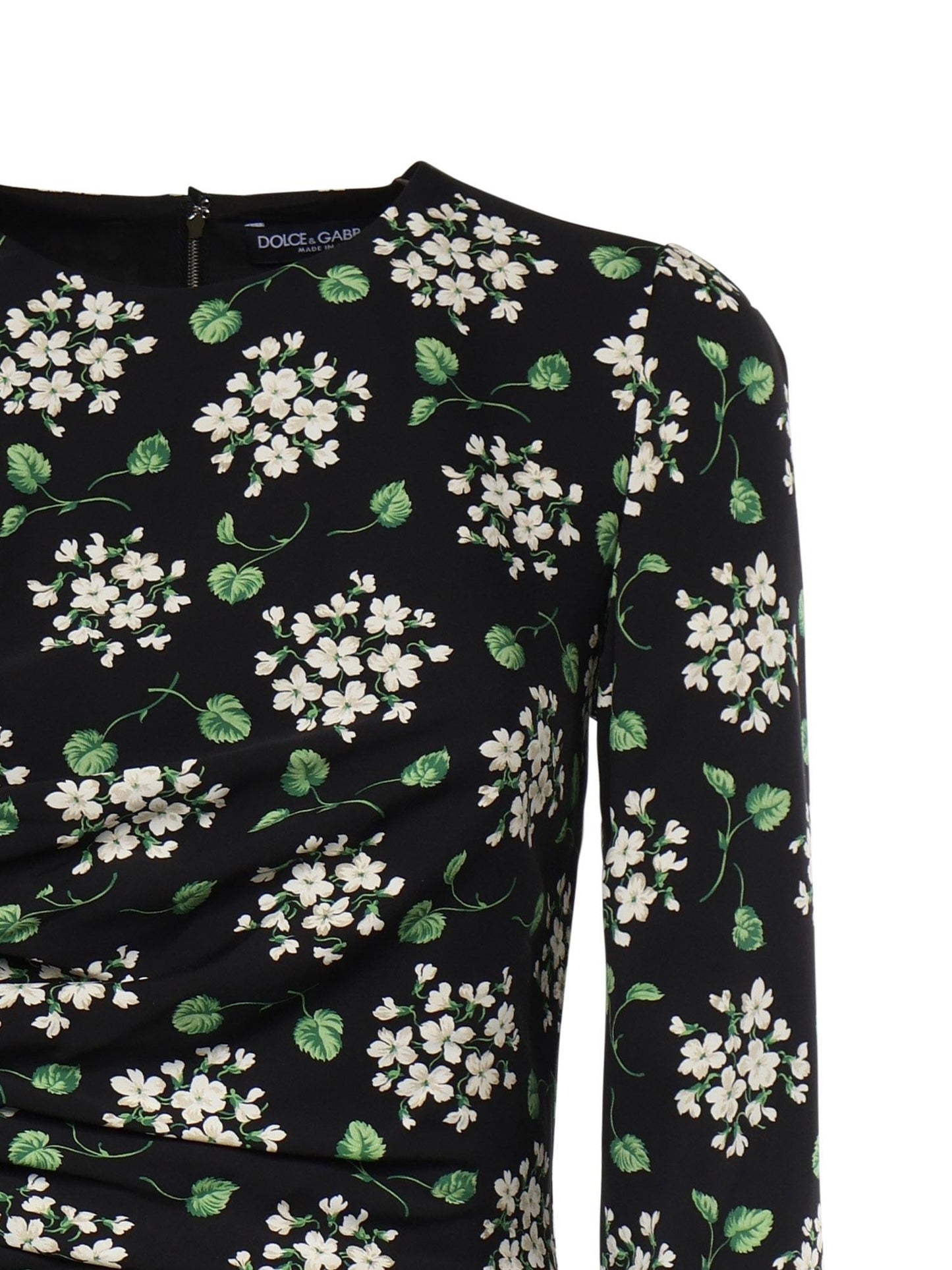 Abito midi in charmeuse di seta con stampa